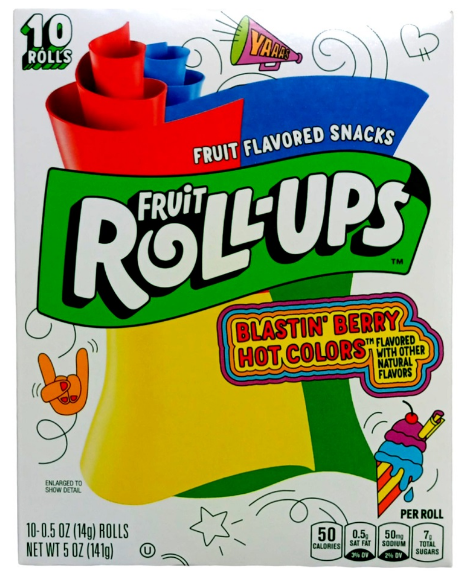 FRUIT ROLL UPS 14 GR BLASTIN HOT COLORS