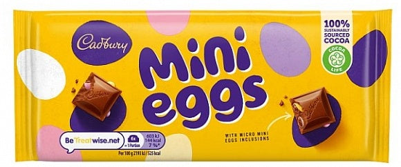 Cadbury Mini Egg Bar 110g – krémes csokoládé roppanós meglepetéssel