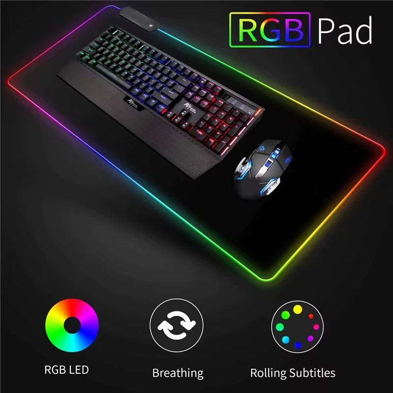 RGB Gaming Mouse Pad LED Light Keyboard Cover Desk Mat Colorful Mouse Pad Waterproof Multi-Size PC Computer Carpet with Backlit