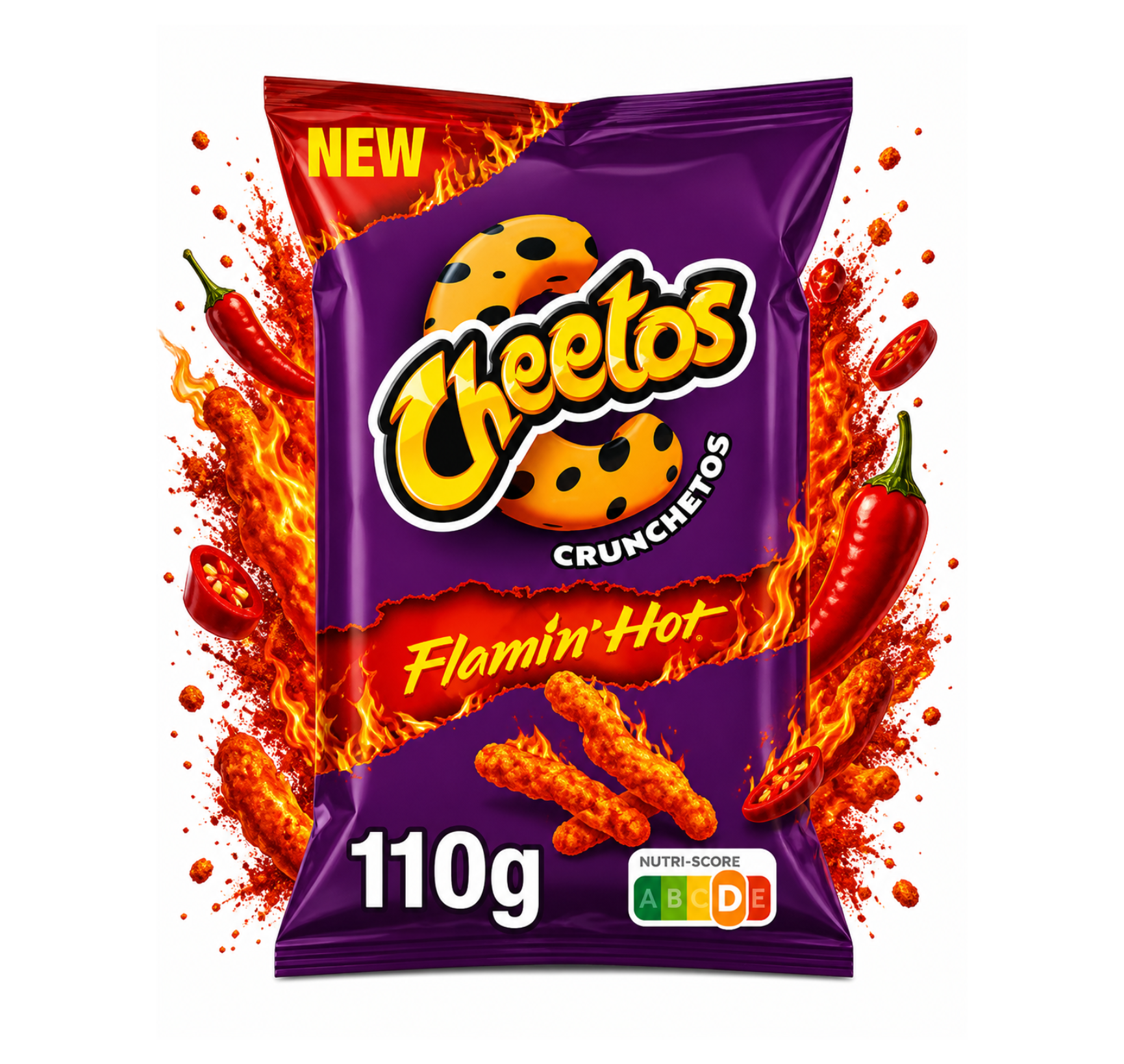 Cheetos Crunchetos Flamin’ Hot 110g – Extra csípős ropogós kukoricás snack