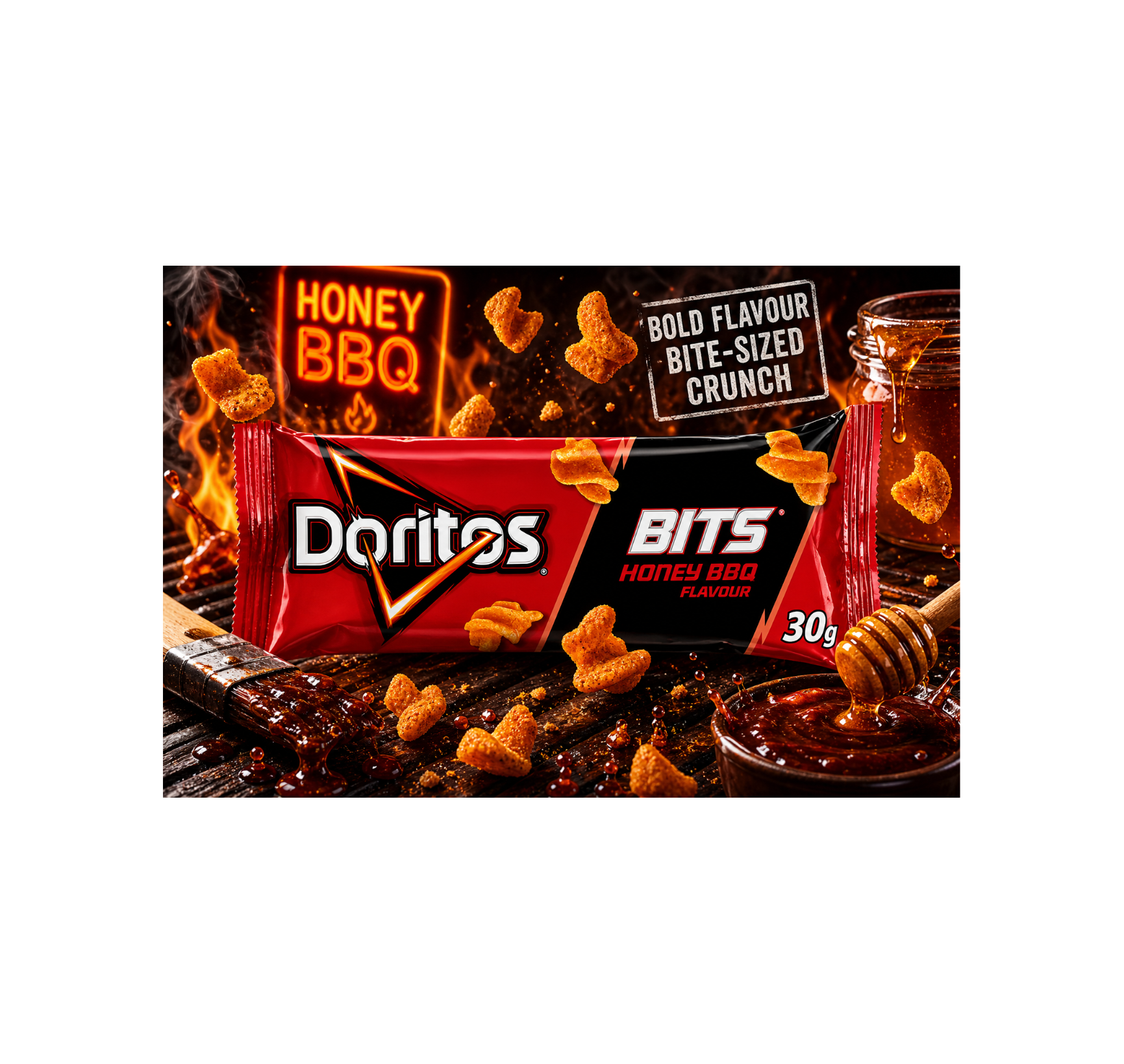 Doritos Bits Honey BBQ 30g – Édes-füstös BBQ ízű mini snack