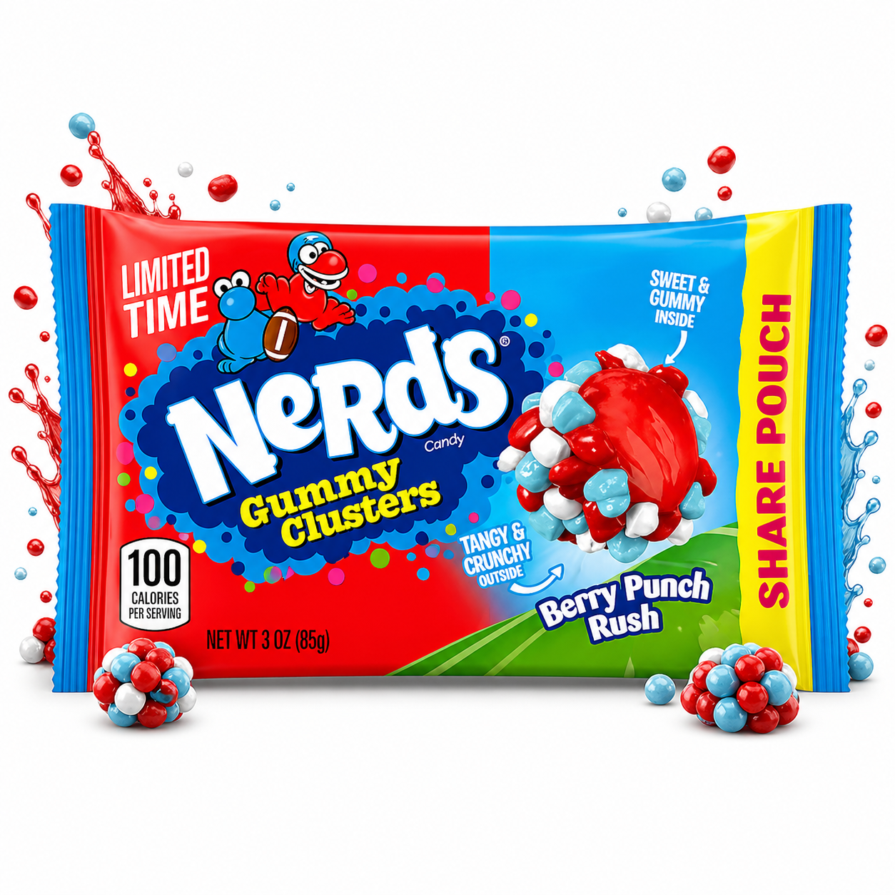 CANDY NERDS 85 GR GUMMY CLUSTERS BERRY PUNCH RUSH