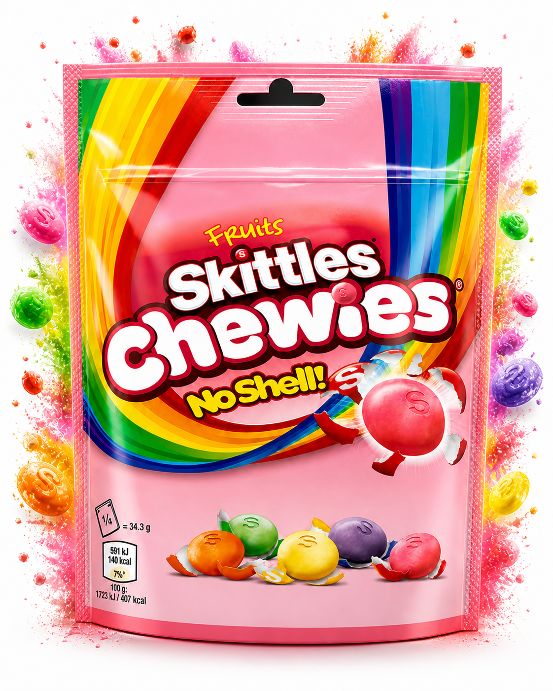 Skittles Chewies No Shell 137g – Rágós Skittles cukorka héj nélkül