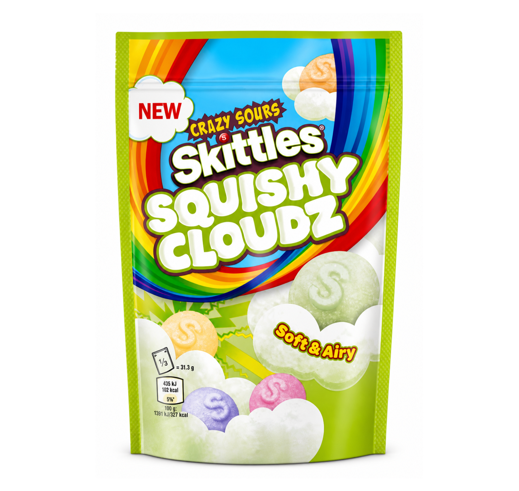Skittles Squishy Cloudz Crazy Sours – Savanyú puha habos cukorka