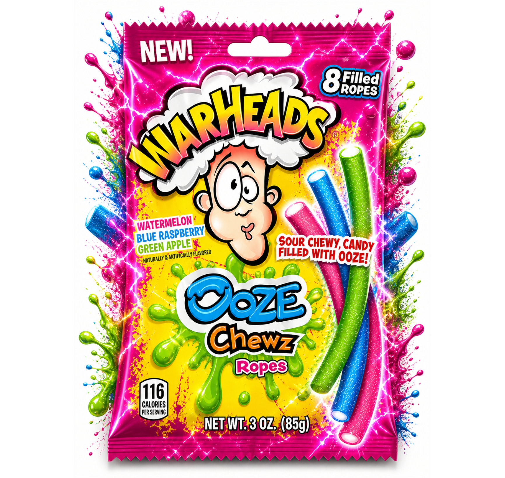 Warheads Ooze Chewz Ropes 85g