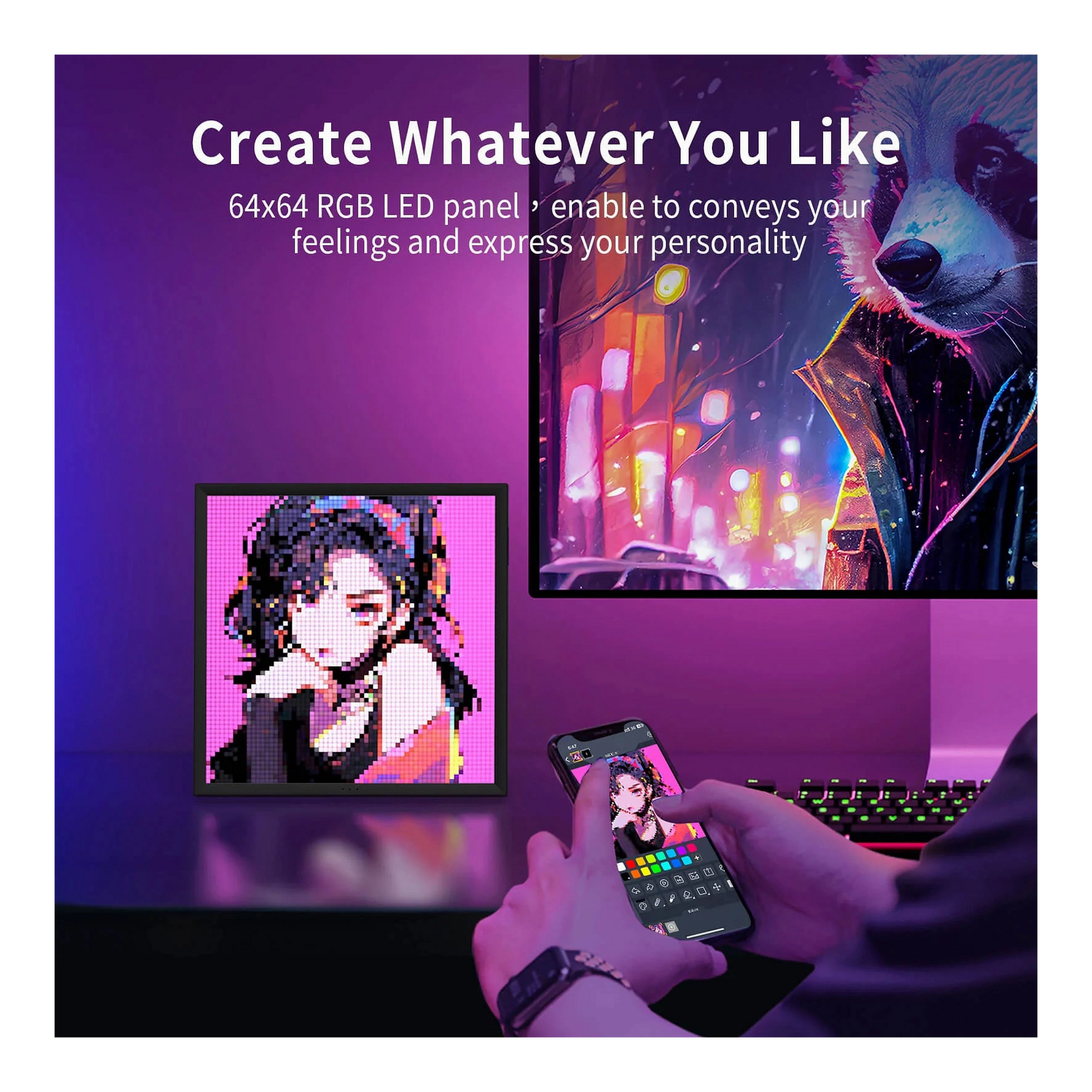 Divoom Pixoo64 pixel art LED kijelző import termékfotó Candyland Tata - 8. kép