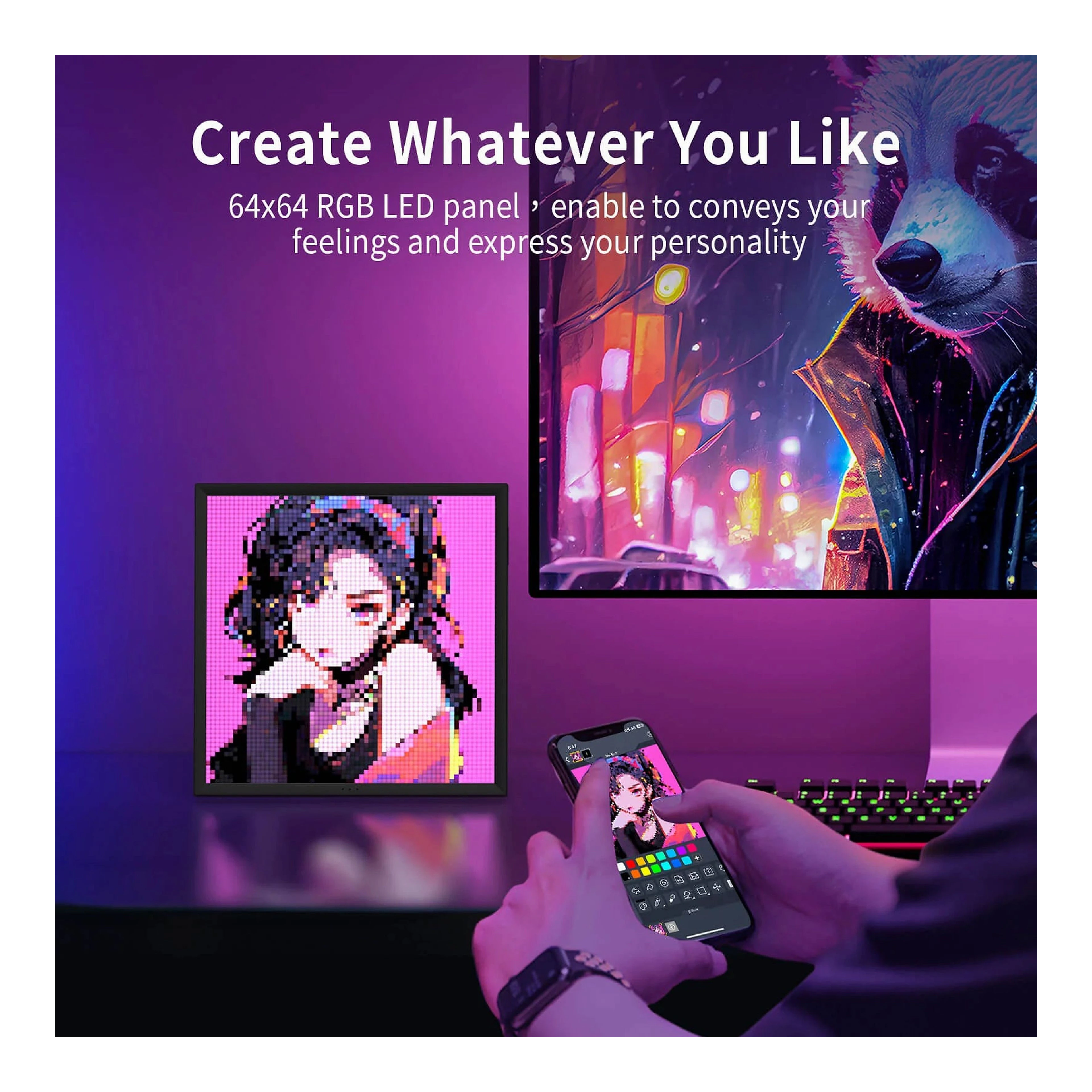 Divoom Pixoo64 pixel art LED kijelző import termékfotó Candyland Tata - 8. kép