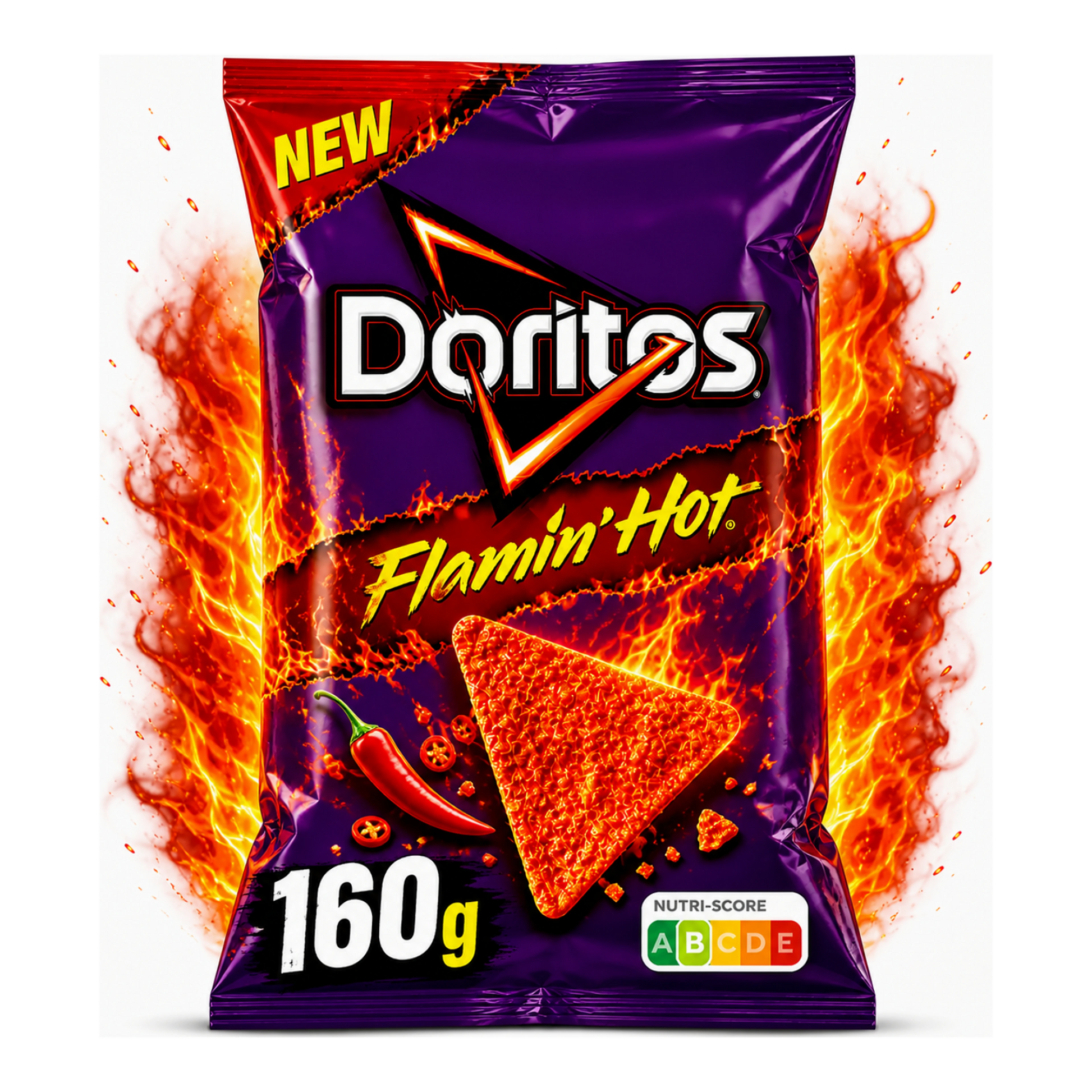 Doritos Flamin’ Hot 160 g - Extra csípős tortilla chips (tüzes ízélmény) import termékfotó Candyland Tata - 2. kép
