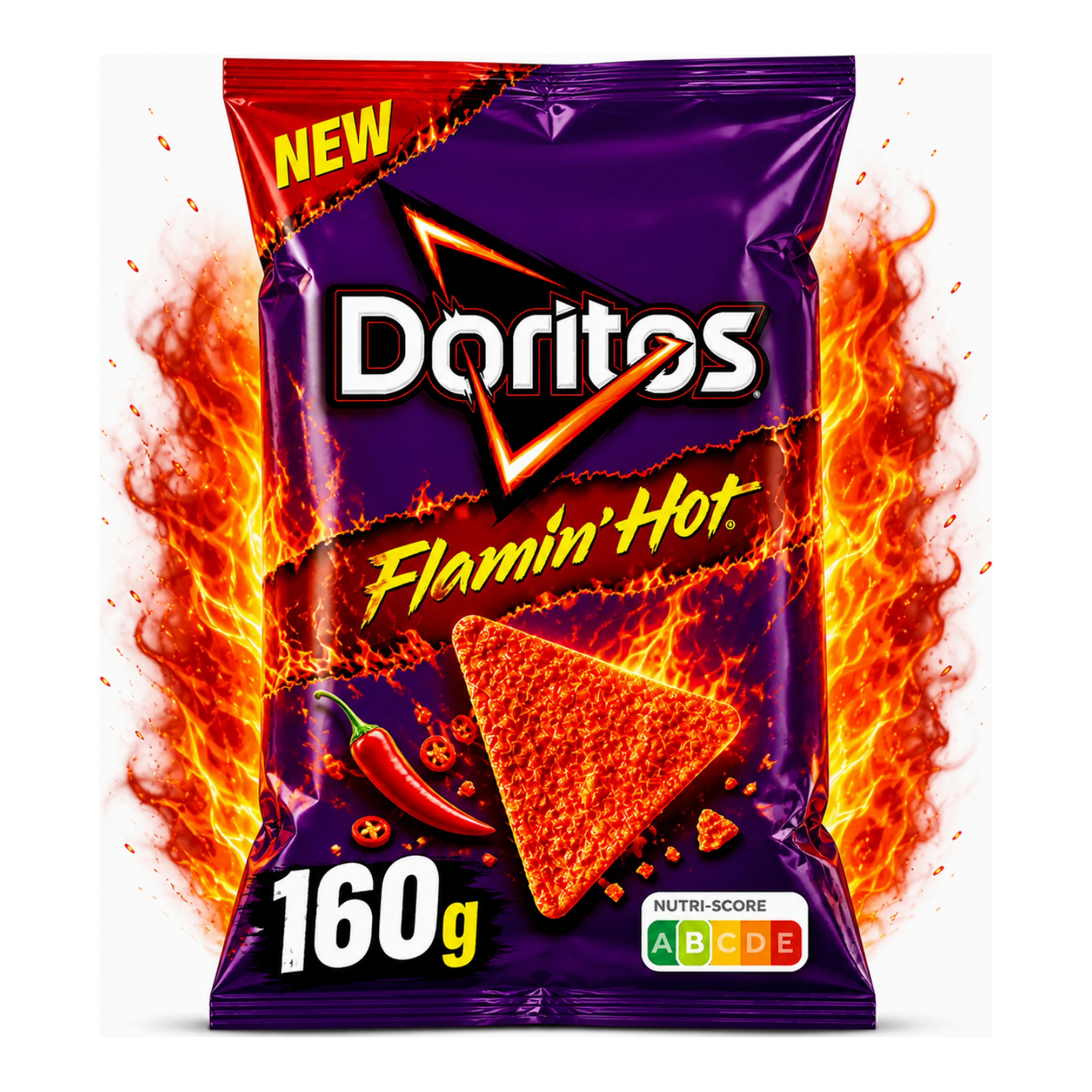 Doritos Flamin’ Hot 160 g - Extra csípős tortilla chips (tüzes ízélmény) import termékfotó Candyland Tata - 2. kép