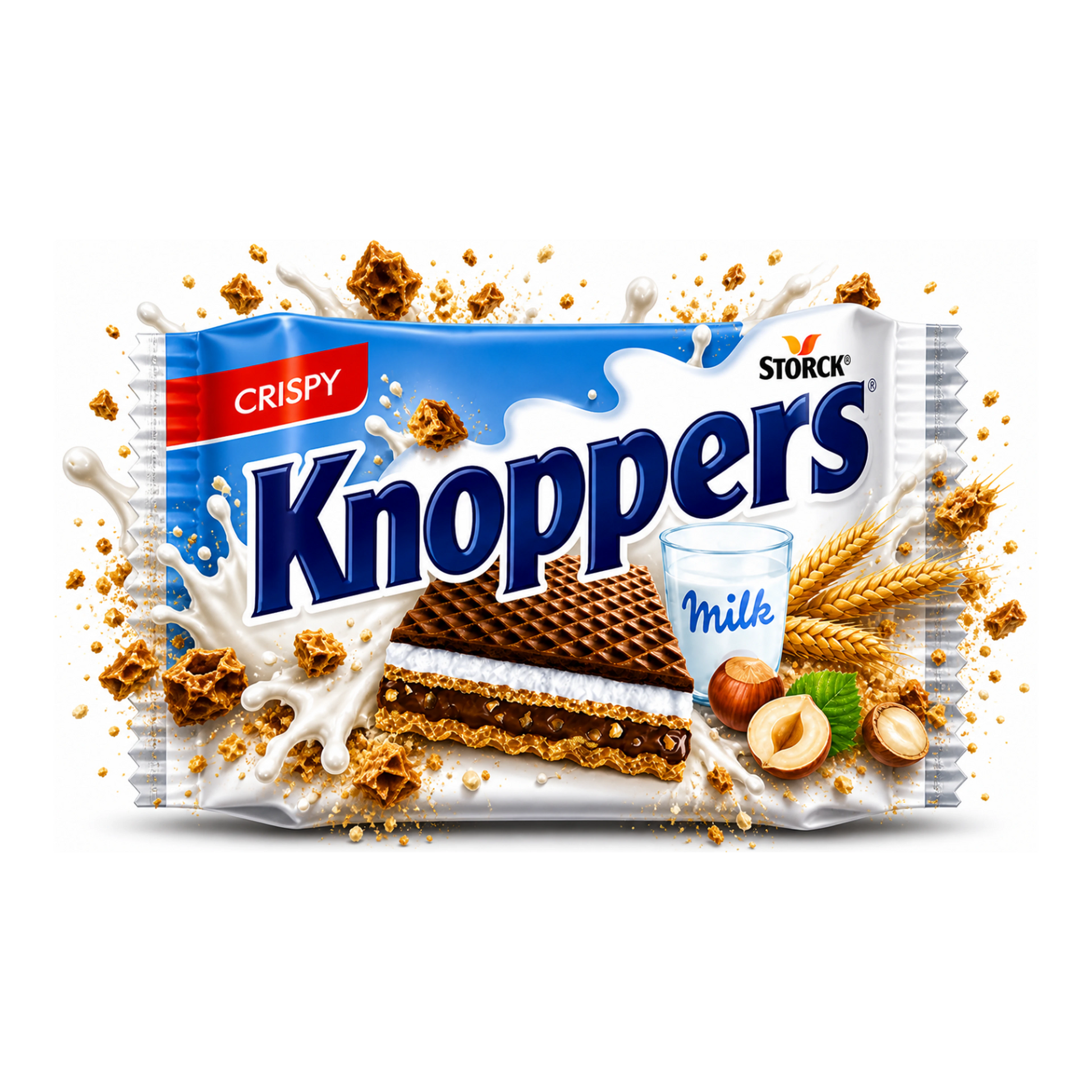 Knoppers Crispy Milk - Tejes mogyorós ropogós szelet import termékfotó Candyland Tata - 2. kép