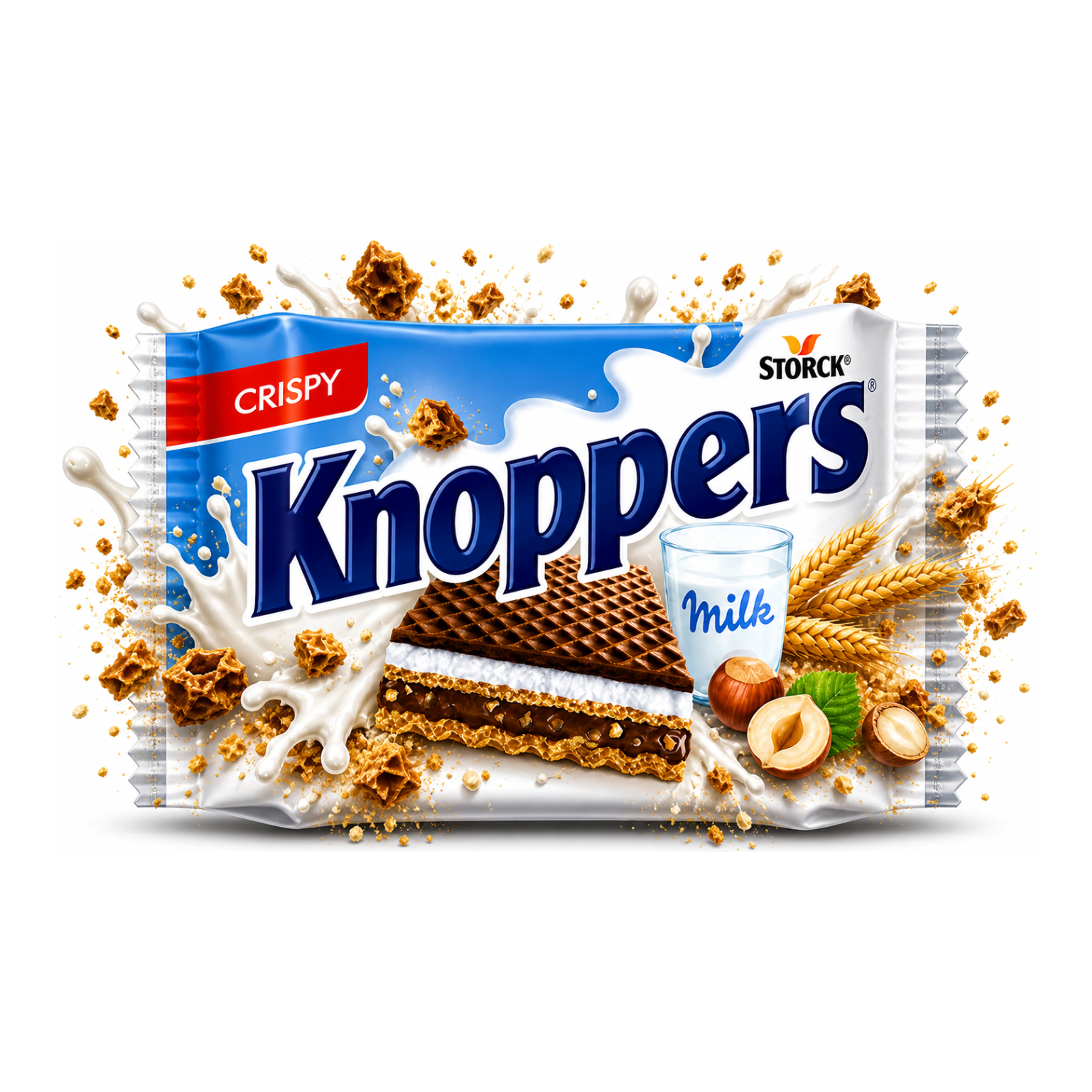 Knoppers Crispy Milk - Tejes mogyorós ropogós szelet import termékfotó Candyland Tata - 2. kép