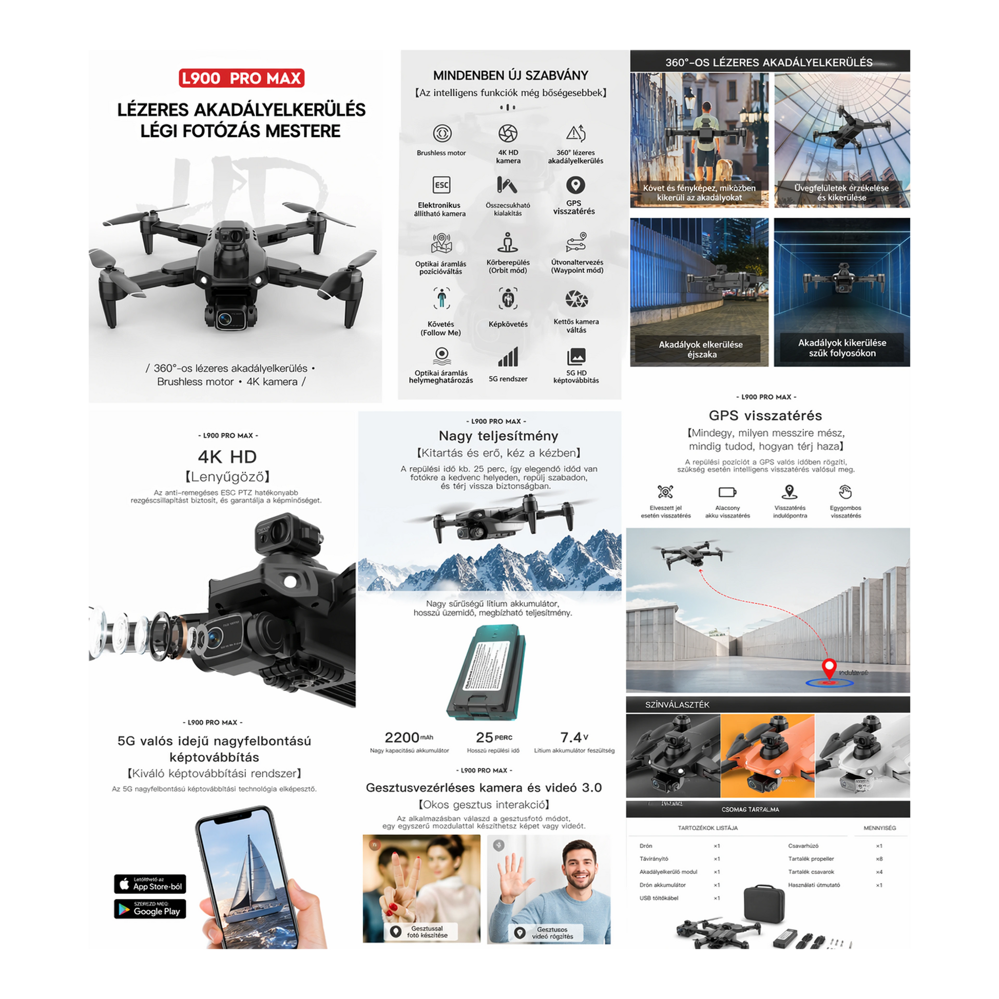 L900 Pro SE Max GPS drón 4K kamerával import termékfotó Candyland Tata - 2. kép