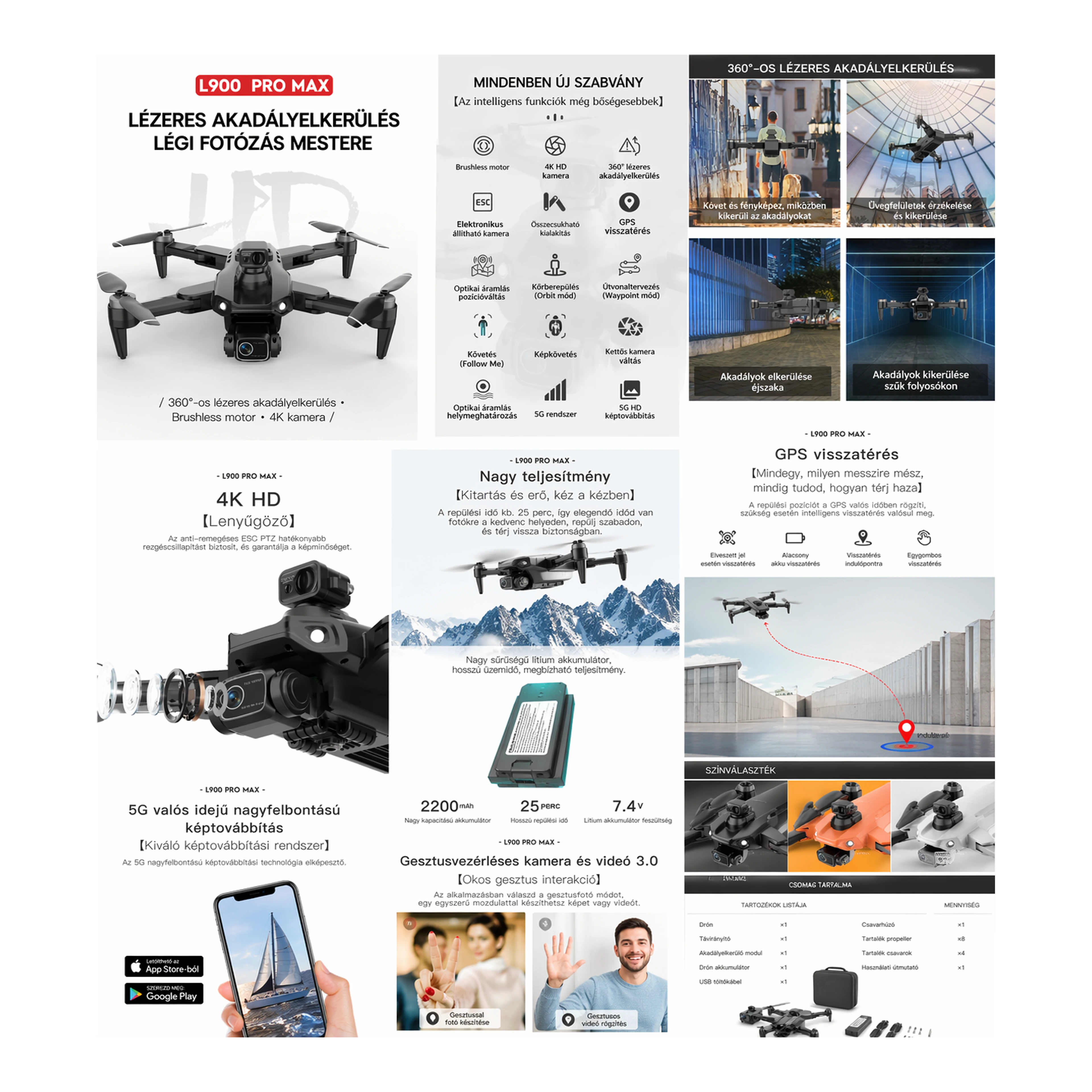 L900 Pro SE Max GPS drón 4K kamerával import termékfotó Candyland Tata - 2. kép