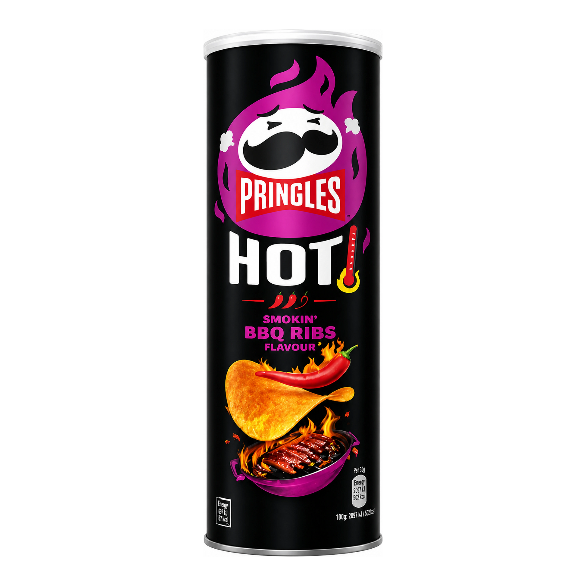 Pringles Hot & Spicy BBQ Ribs 160 g - intenzív füstös BBQ íz csípős csavarral import termékfotó Candyland Tata