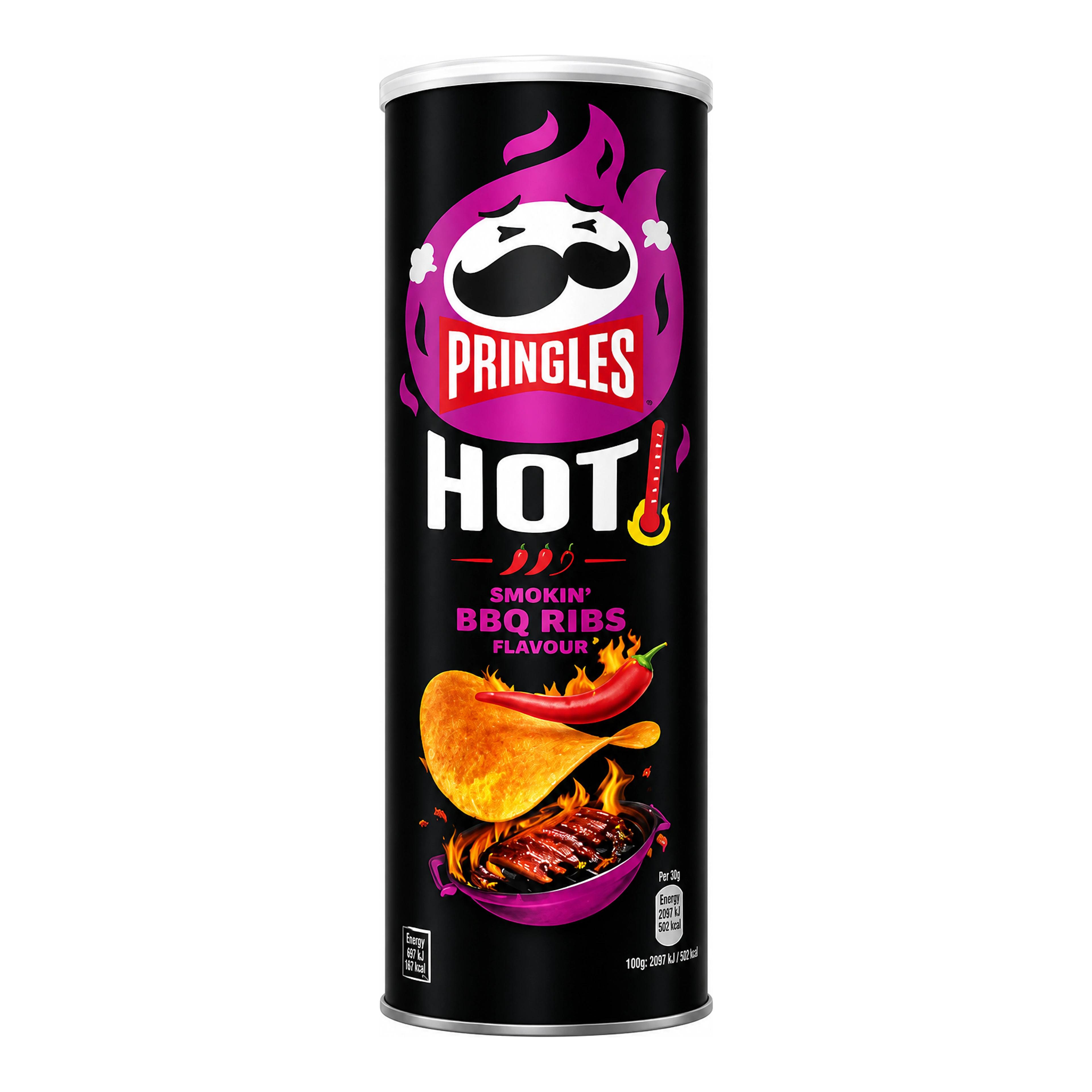 Pringles Hot & Spicy BBQ Ribs 160 g - intenzív füstös BBQ íz csípős csavarral import termékfotó Candyland Tata