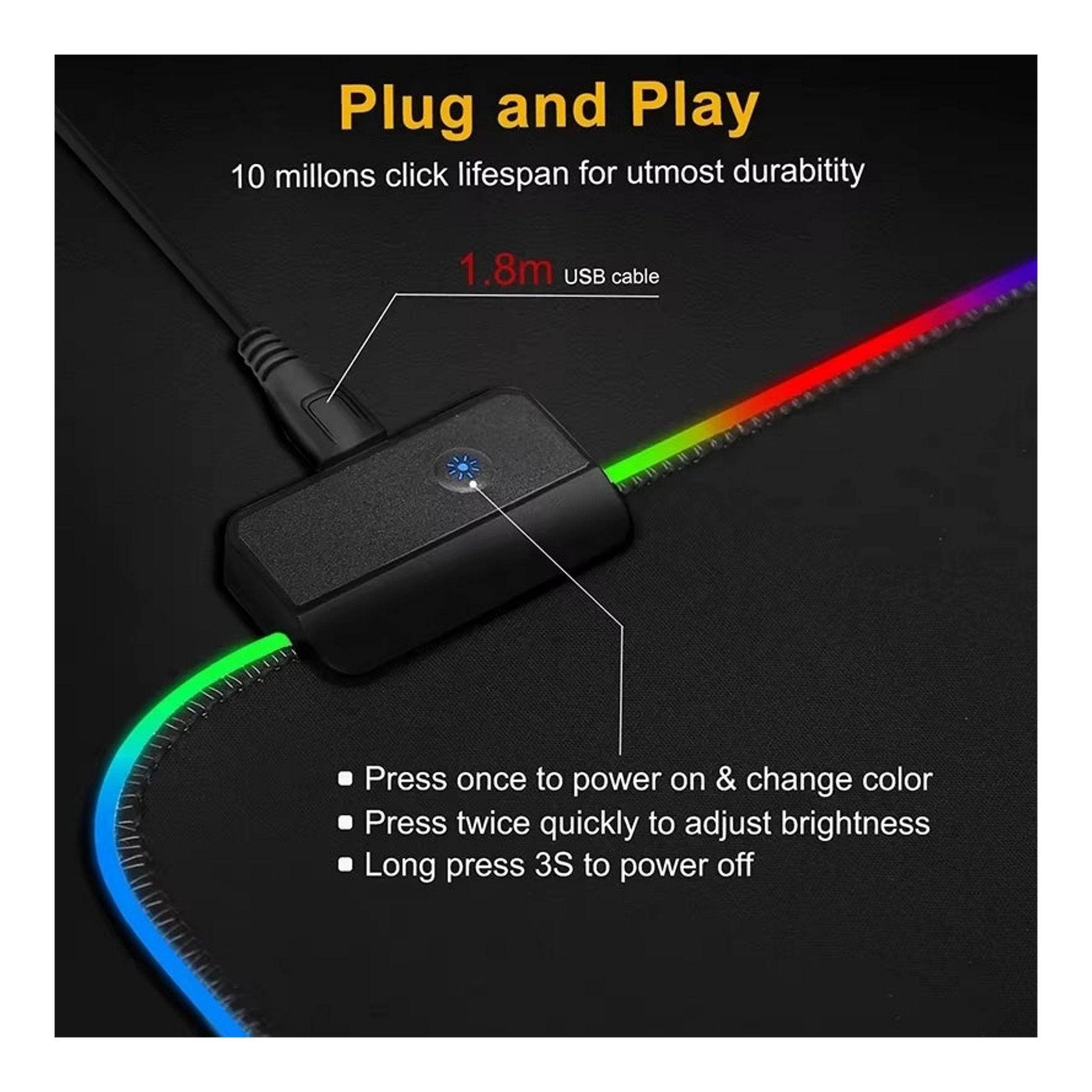 RGB gamer egérpad LED világítással import termékfotó Candyland Tata - 6. kép