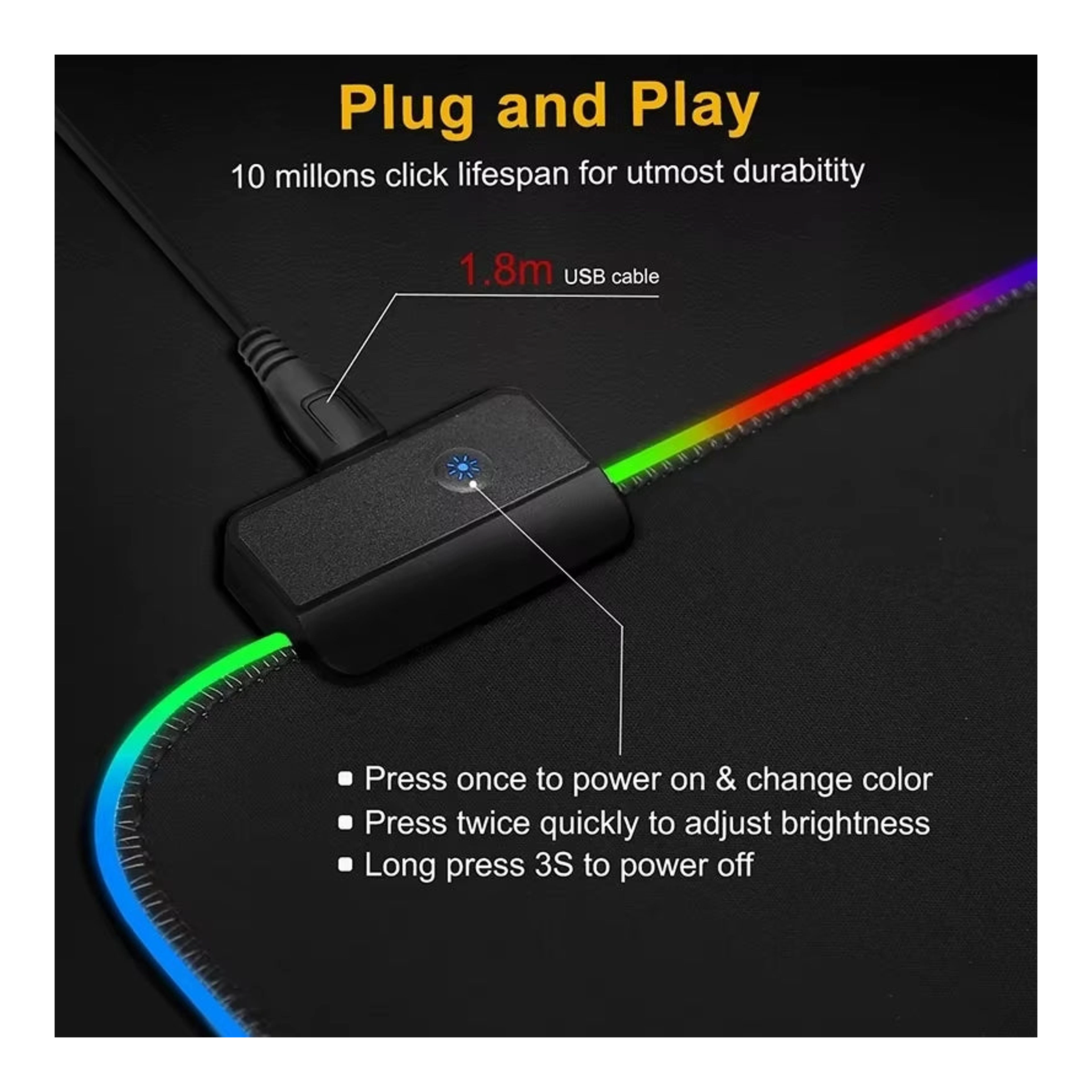 RGB gamer egérpad LED világítással import termékfotó Candyland Tata - 6. kép