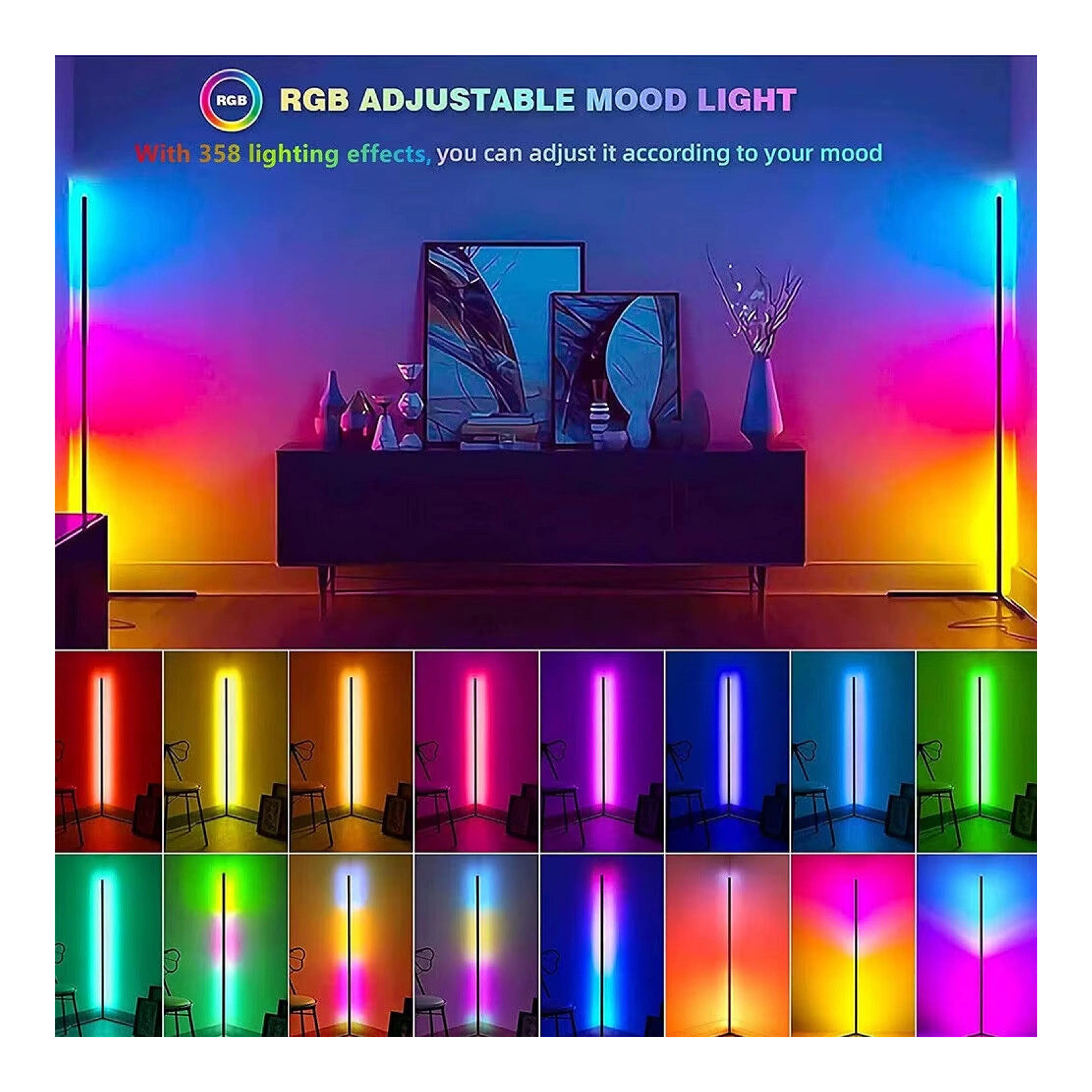 RGB sarok állólámpa gamer szobába import termékfotó Candyland Tata - 6. kép