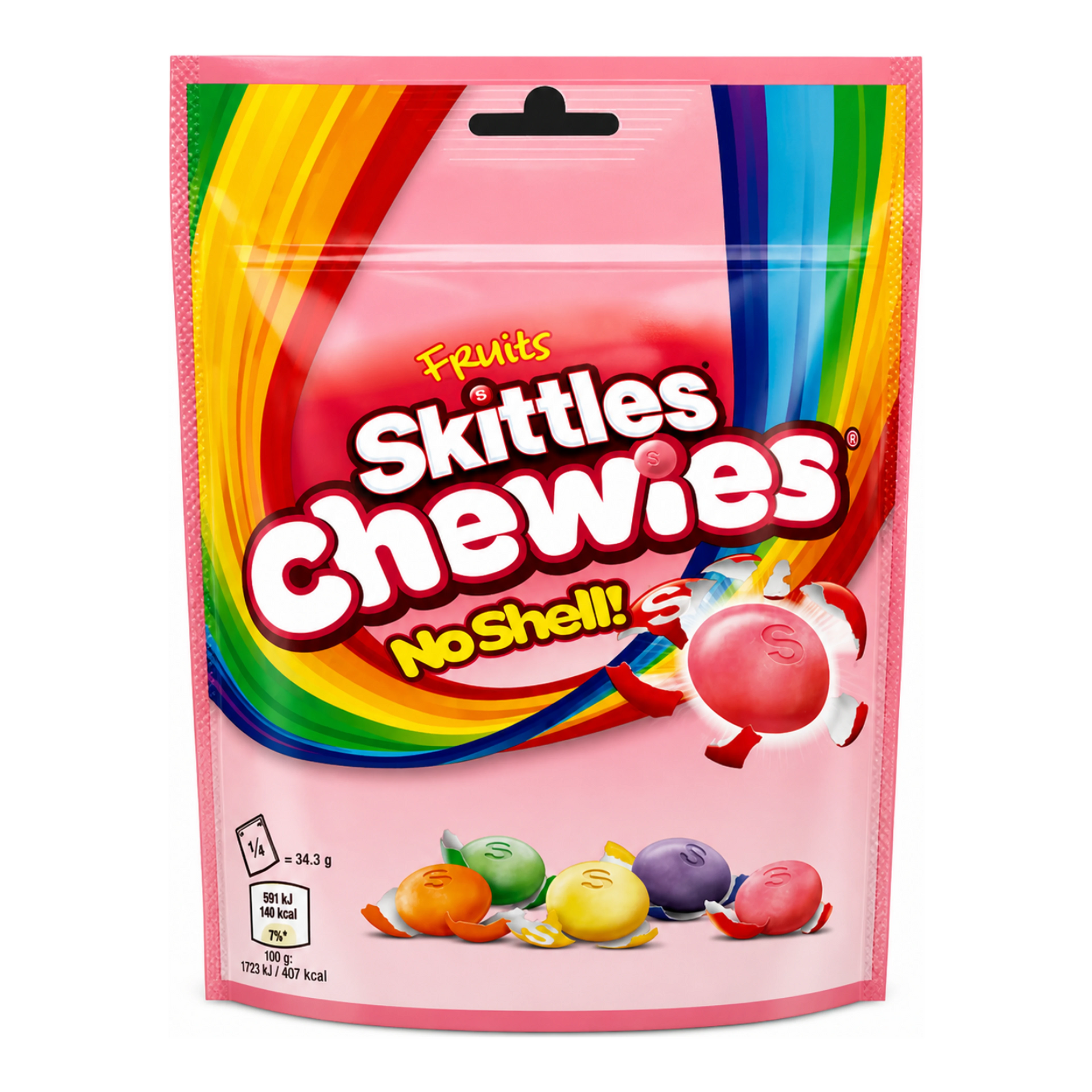 Skittles Chewies No Shell 137 g - Rágós Skittles cukorka héj nélkül import termékfotó Candyland Tata