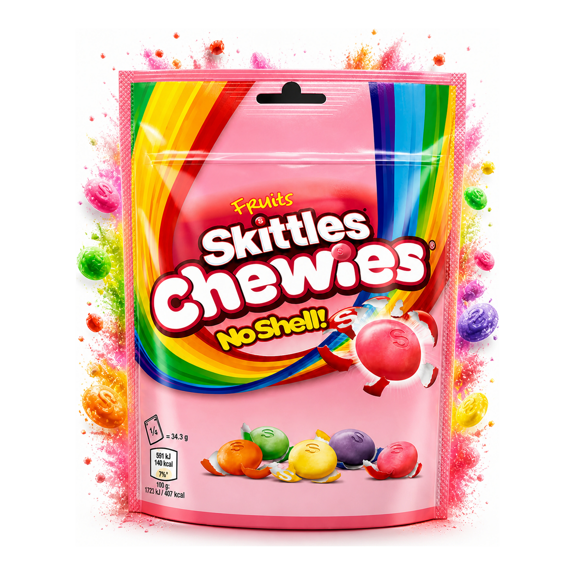 Skittles Chewies No Shell 137 g - Rágós Skittles cukorka héj nélkül import termékfotó Candyland Tata - 2. kép