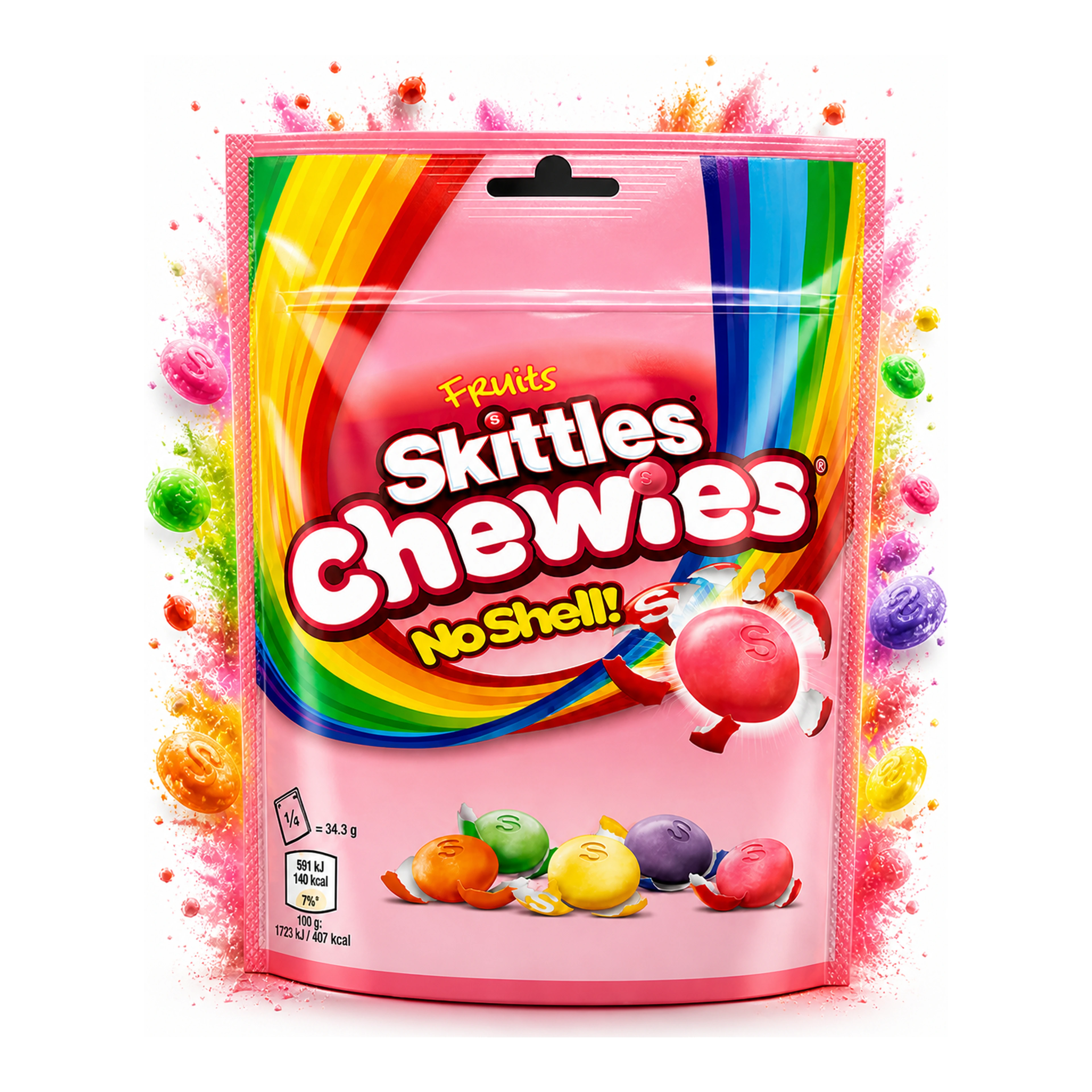 Skittles Chewies No Shell 137 g - Rágós Skittles cukorka héj nélkül import termékfotó Candyland Tata - 2. kép