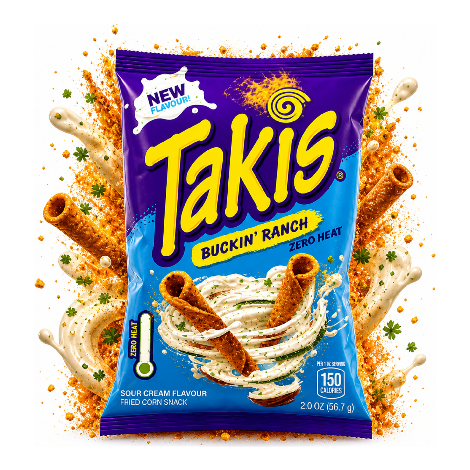 Takis Buckin’ Ranch - Ranch ízű tortilla chips (Zero Heat) import termékfotó Candyland Tata - 2. kép