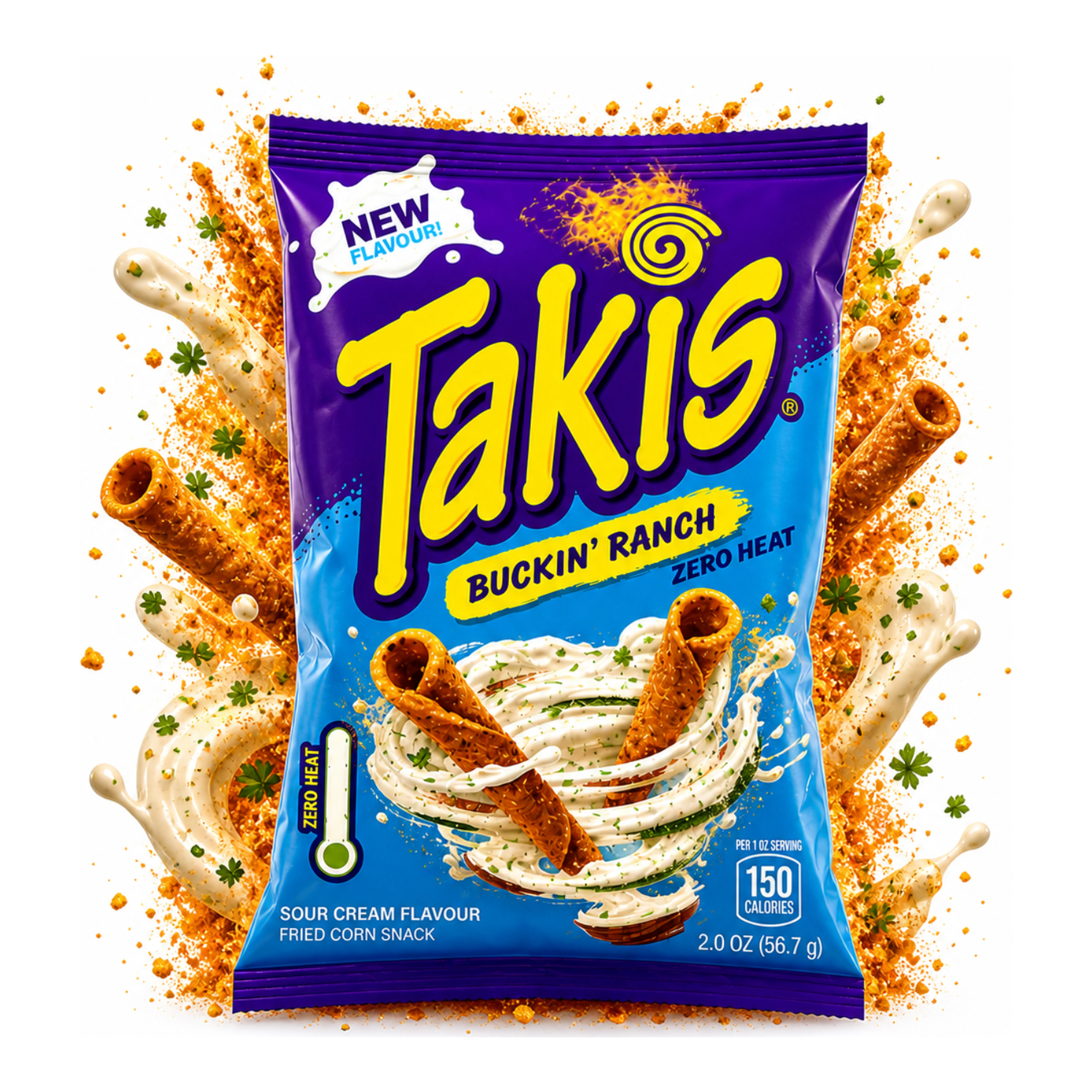 Takis Buckin’ Ranch - Ranch ízű tortilla chips (Zero Heat) import termékfotó Candyland Tata - 2. kép