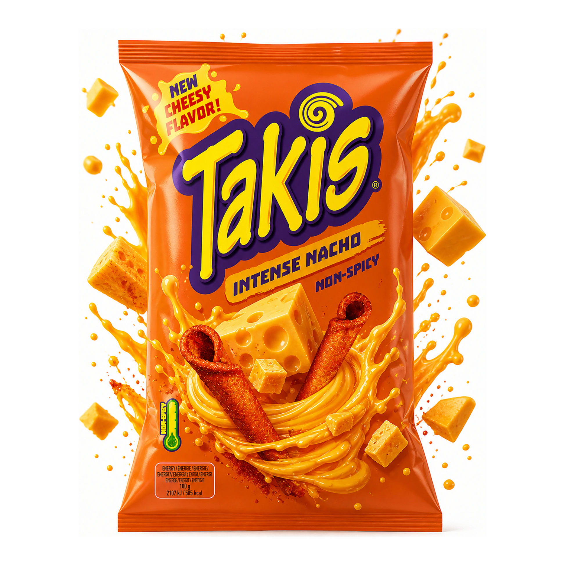 Takis Intense Nacho - Sajtos tortilla chips (nem csípős) import termékfotó Candyland Tata - 2. kép