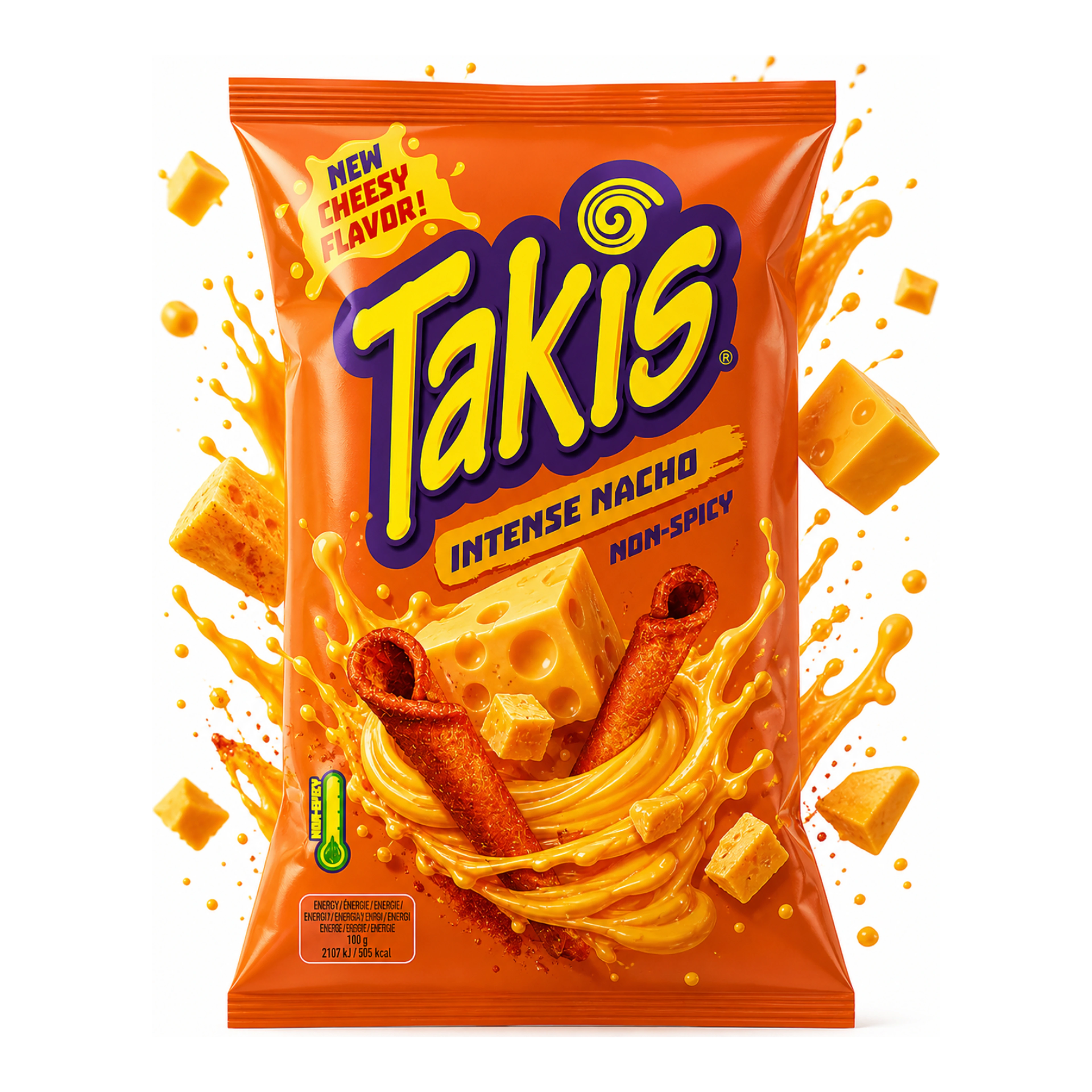 Takis Intense Nacho - Sajtos tortilla chips (nem csípős) import termékfotó Candyland Tata - 2. kép