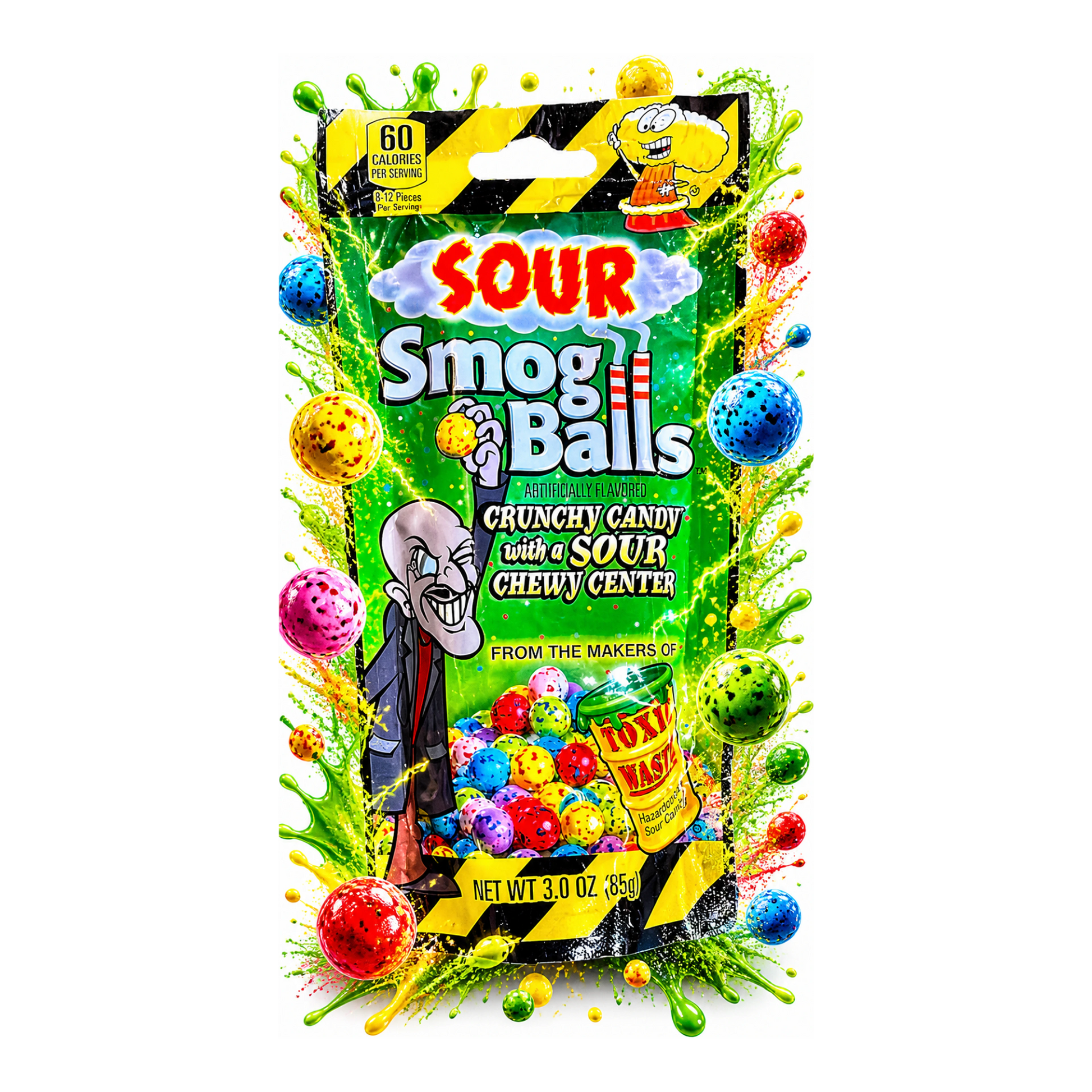 Toxic Waste Sour Smog Balls 85 g import termékfotó Candyland Tata - 2. kép