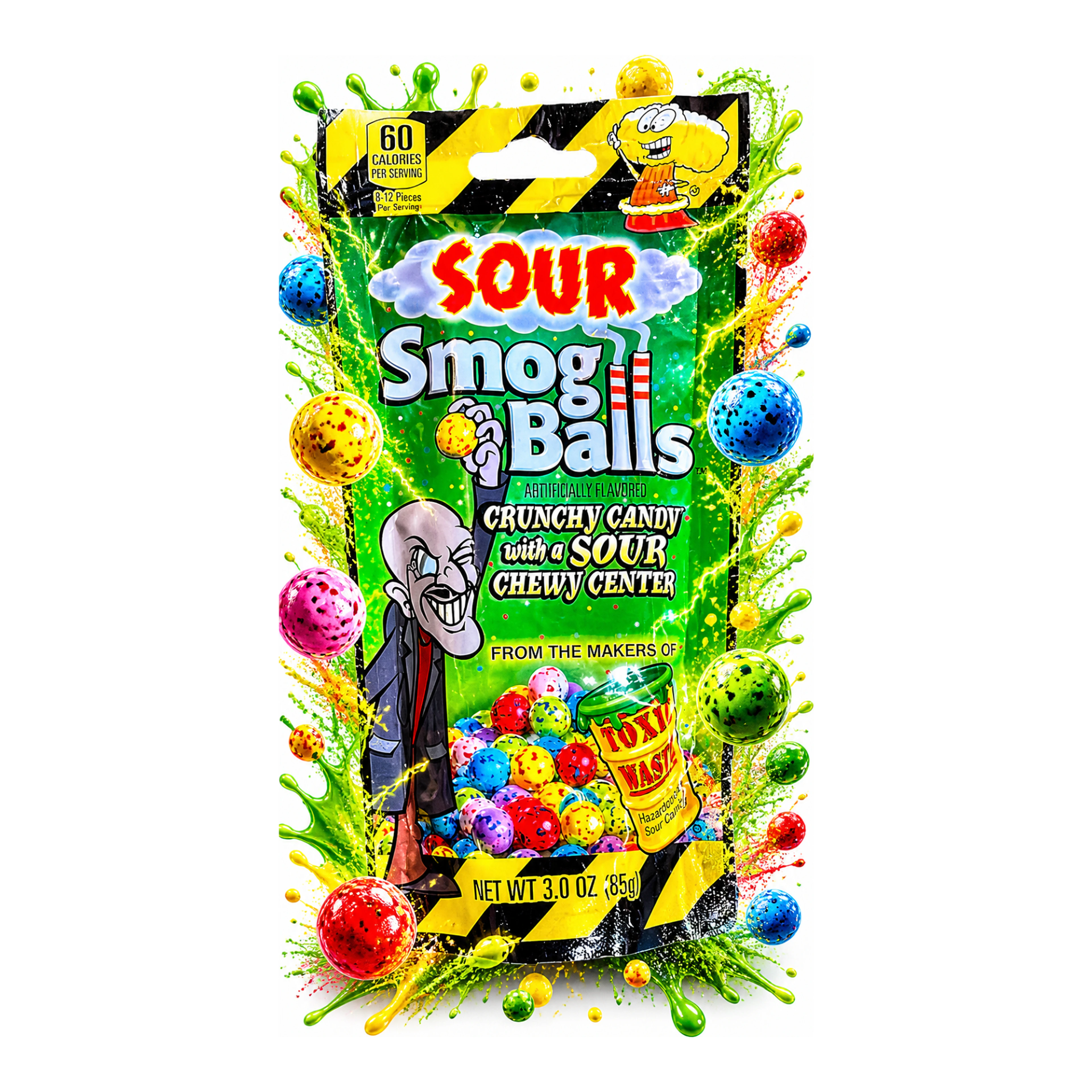 Toxic Waste Sour Smog Balls 85 g import termékfotó Candyland Tata - 2. kép