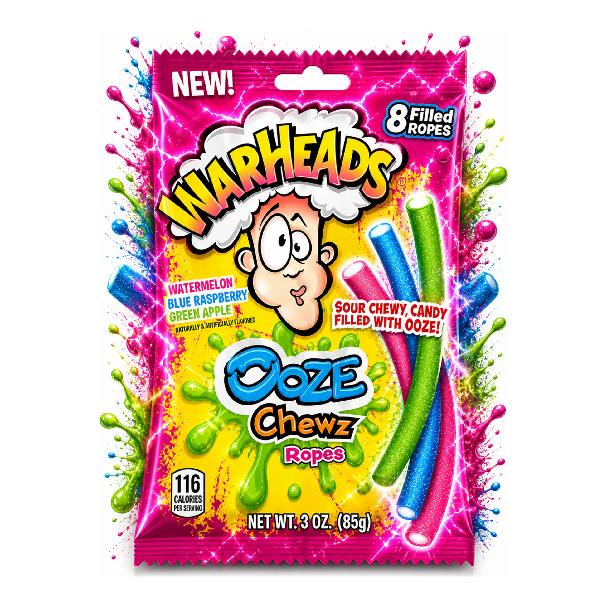 Warheads Ooze Chewz Ropes 85 g import termékfotó Candyland Tata - 2. kép