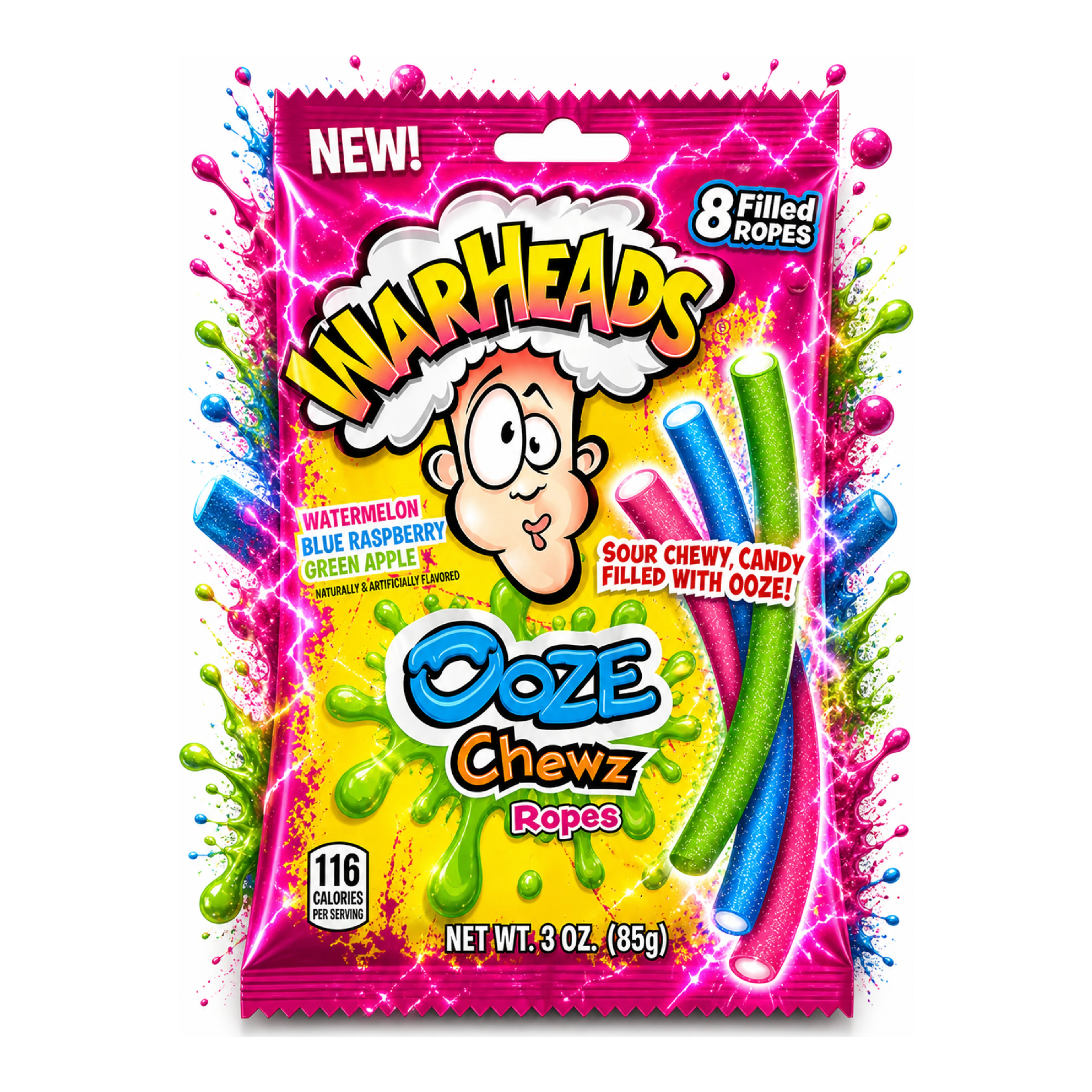 Warheads Ooze Chewz Ropes 85 g import termékfotó Candyland Tata - 2. kép