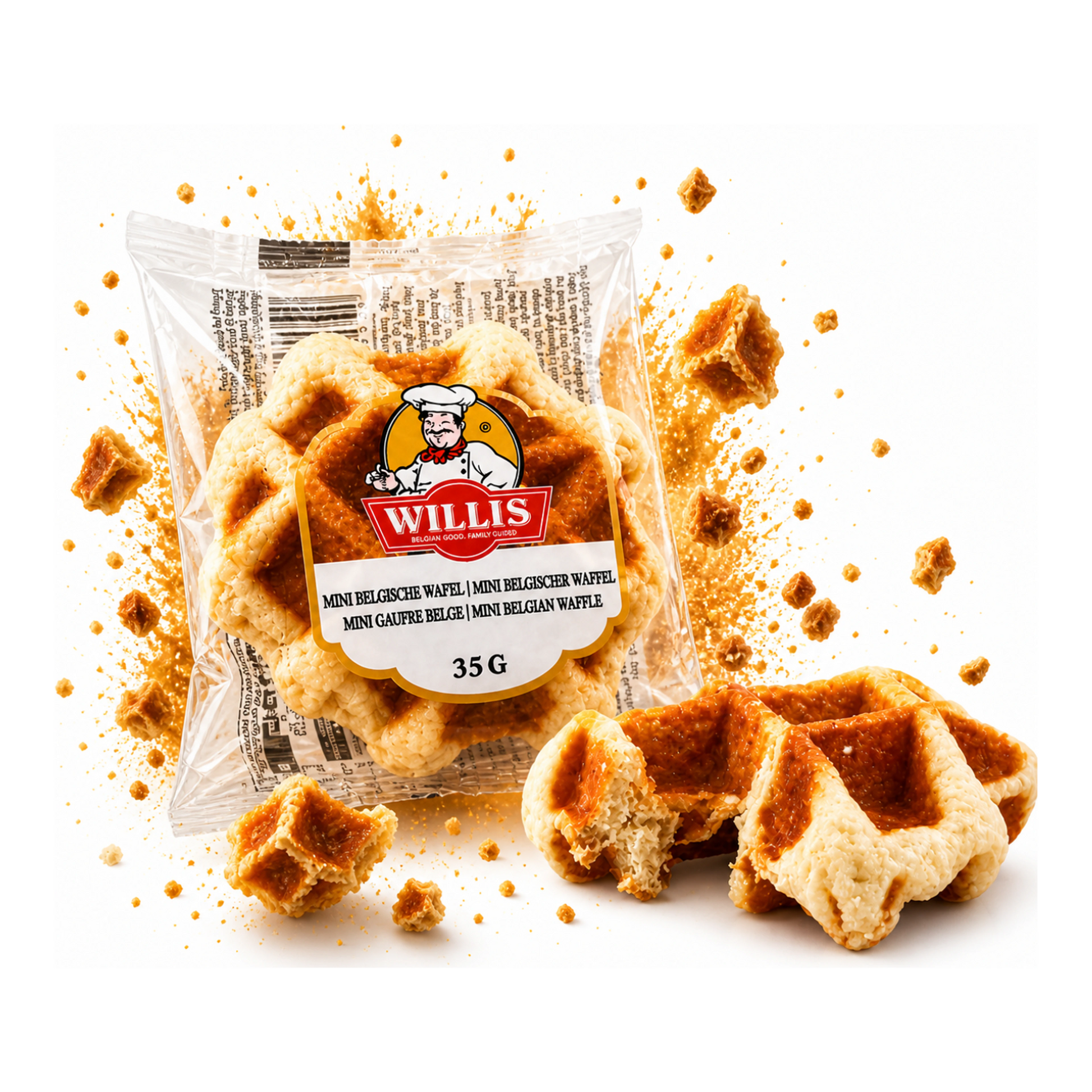 Willis Mini Belga Waffel 35 g - Puha karamellizált mini gofri import termékfotó Candyland Tata - 2. kép