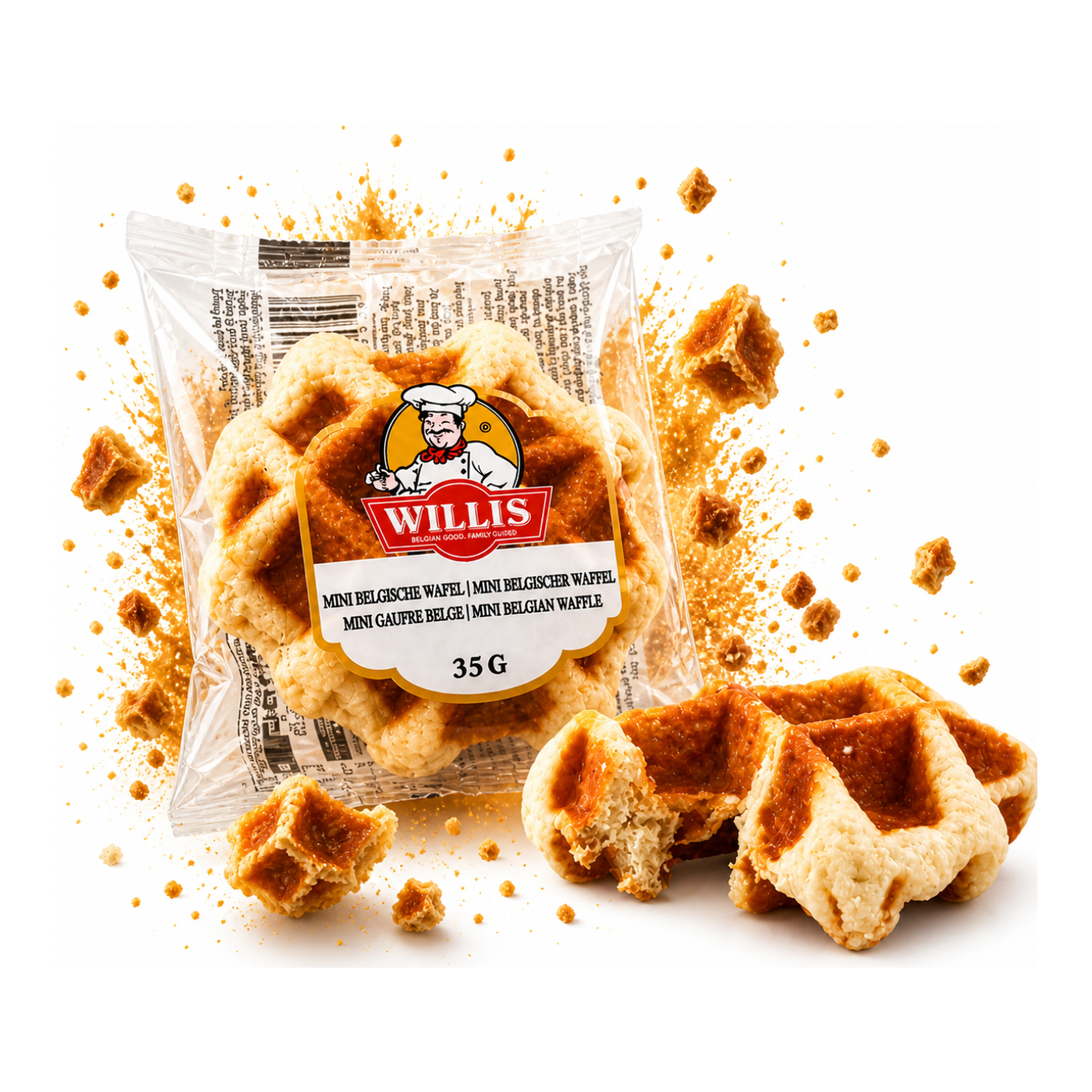 Willis Mini Belga Waffel 35 g - Puha karamellizált mini gofri import termékfotó Candyland Tata - 2. kép