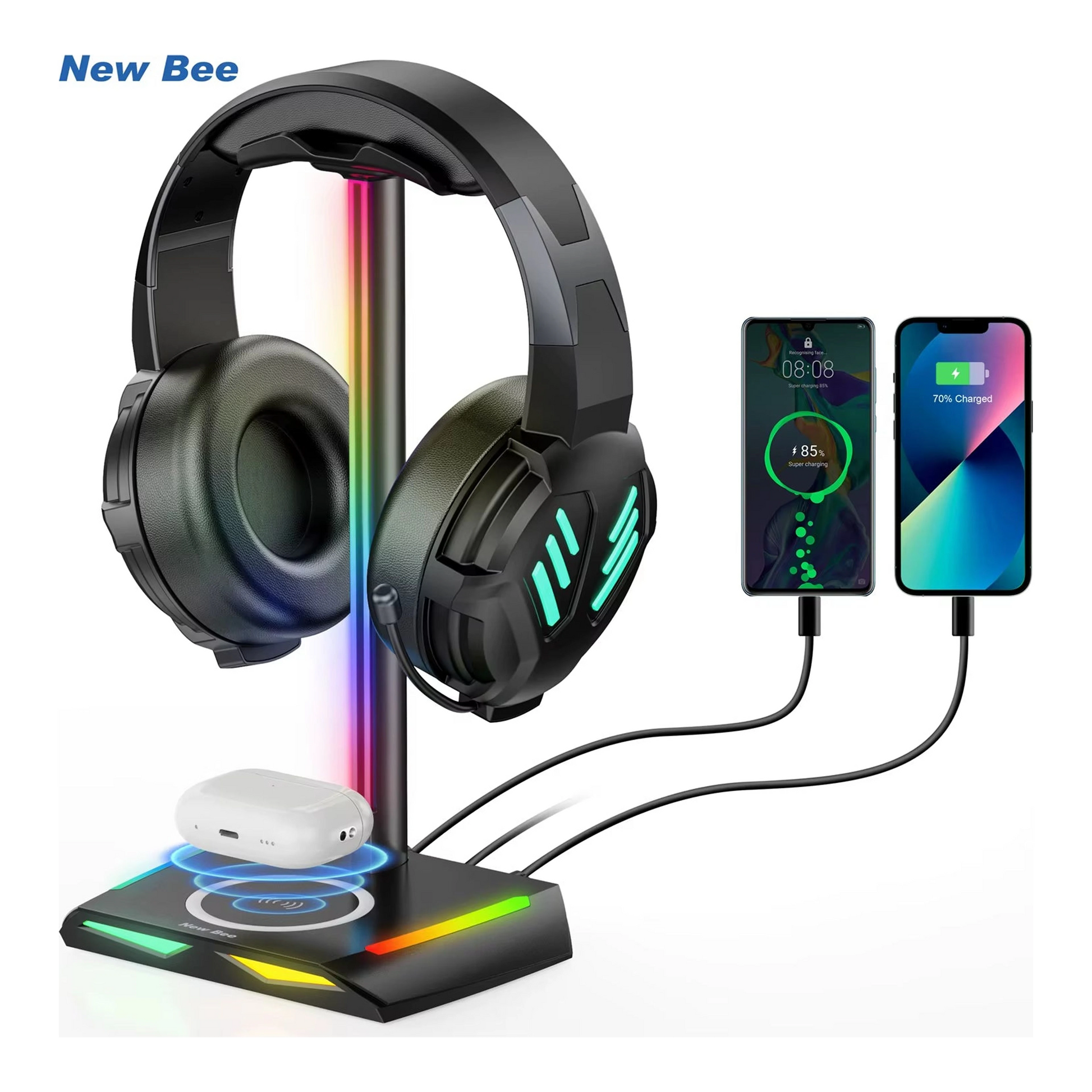 Z12 RGB fejhallgató-állvány fénydokkolóval import termékfotó Candyland Tata - 2. kép