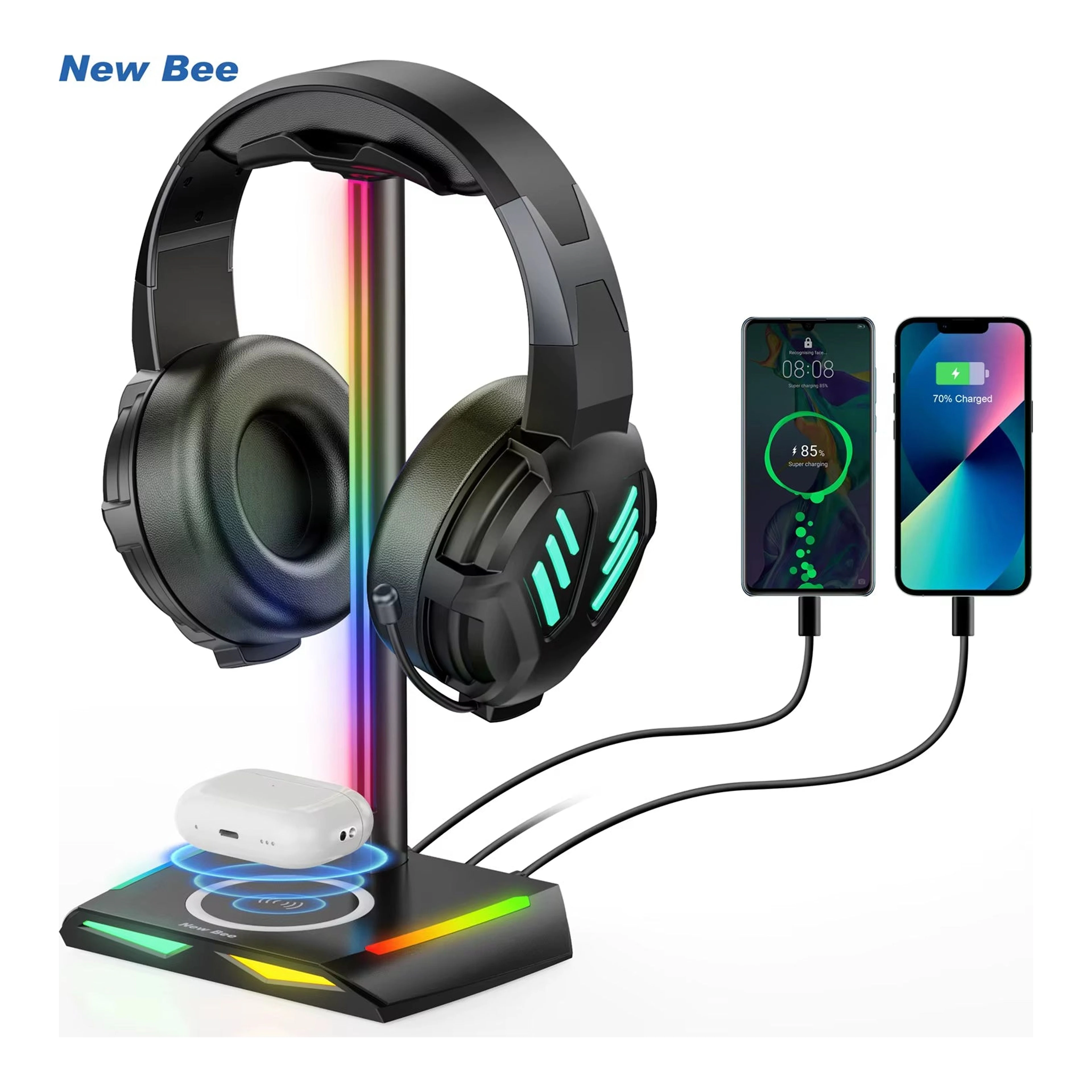 Z12 RGB fejhallgató-állvány fénydokkolóval import termékfotó Candyland Tata - 2. kép