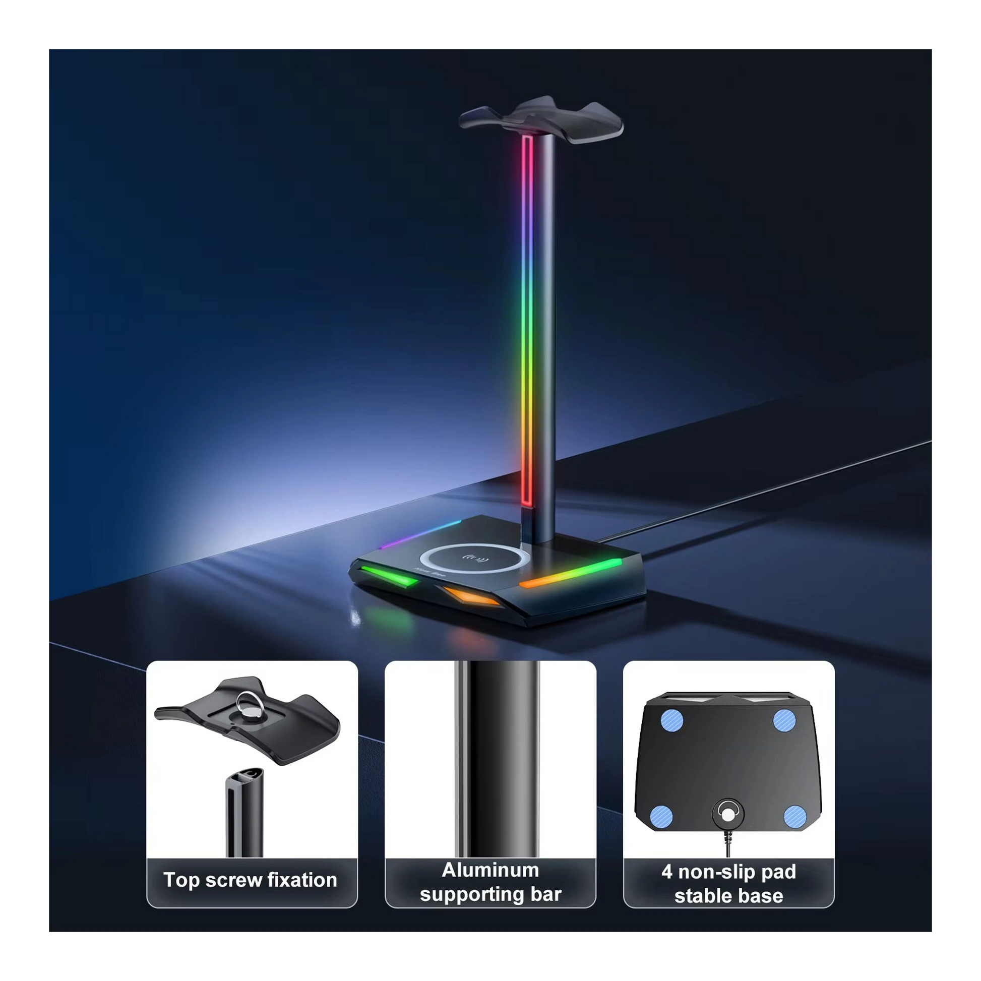 Z12 RGB fejhallgató-állvány fénydokkolóval import termékfotó Candyland Tata - 5. kép