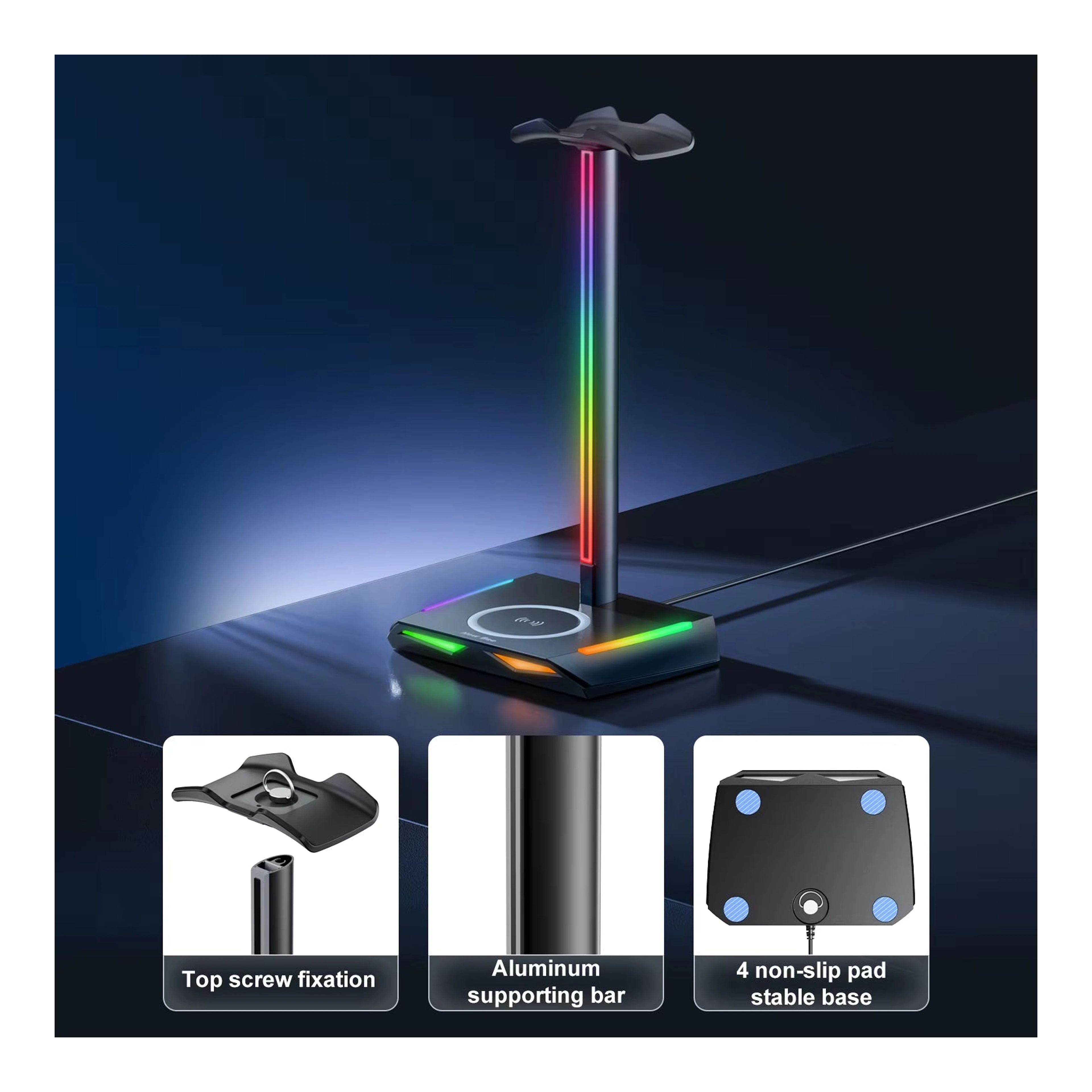 Z12 RGB fejhallgató-állvány fénydokkolóval import termékfotó Candyland Tata - 5. kép