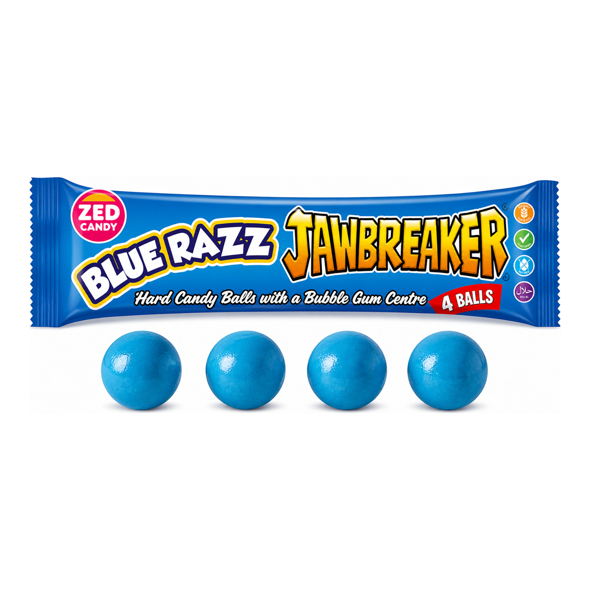 Zed Candy Blue Razz Jawbreaker - Kék málnás extra kemény cukorka golyók import termékfotó Candyland Tata