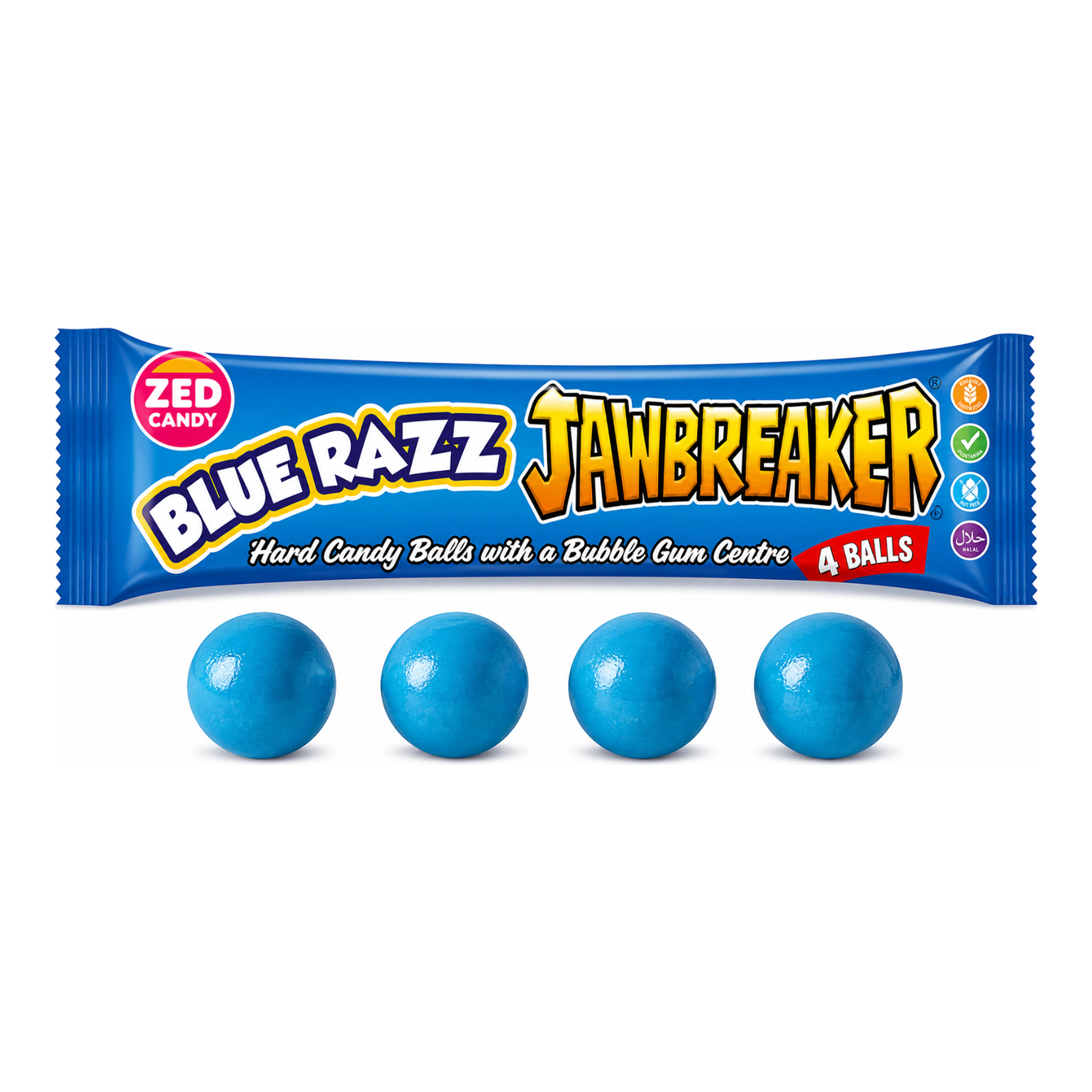 Zed Candy Blue Razz Jawbreaker - Kék málnás extra kemény cukorka golyók import termékfotó Candyland Tata