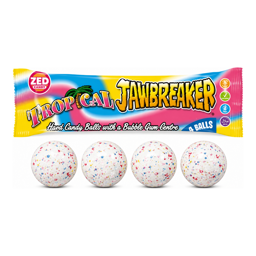 Zed Candy Tropical Jawbreaker - Trópusi ízű kemény cukorka rágógumi középpel