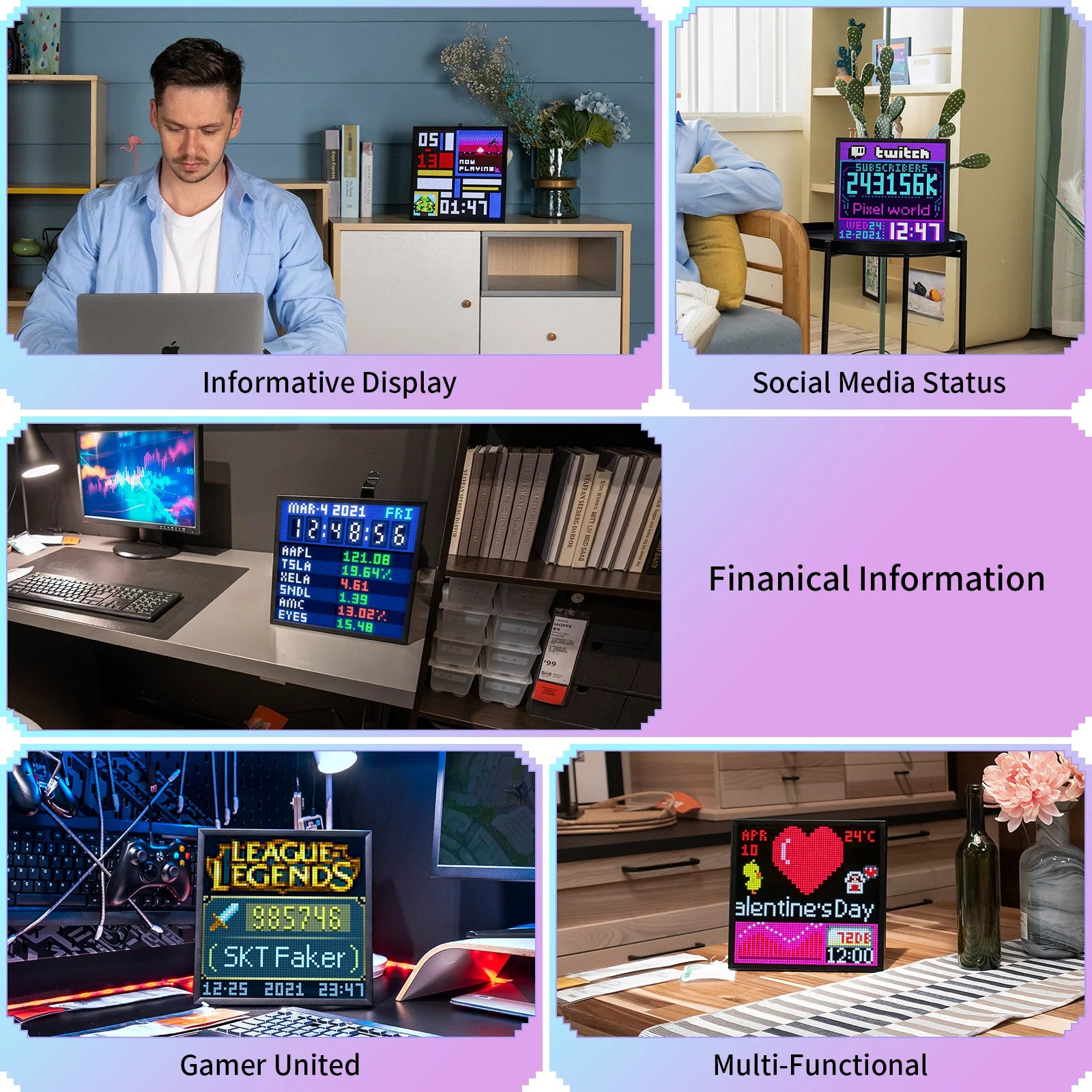 Divoom Pixoo64Ⅱ 64X64 Pixel Art LED Display Social Media Counter
